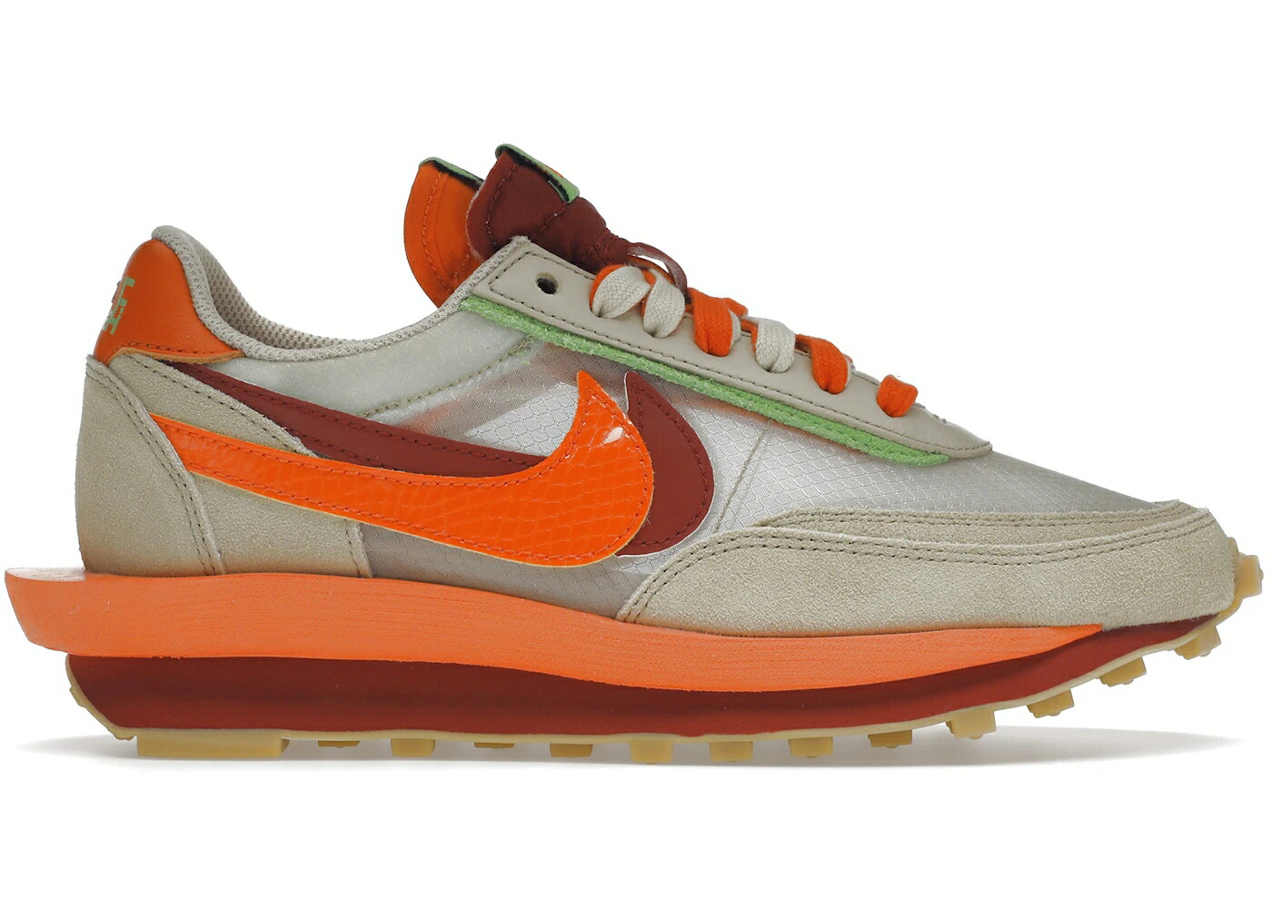 ナイキ ワッフル クロット ネット 橙 オレンジ ディープ 赤 レッド 緑 グリーン スニーカー メンズ NIKE LD WAFFLE SACAI CLOT KISS OF DEATH NET ORANGE BLAZE / NET ORANGE BLAZE DEEP RED GREEN
