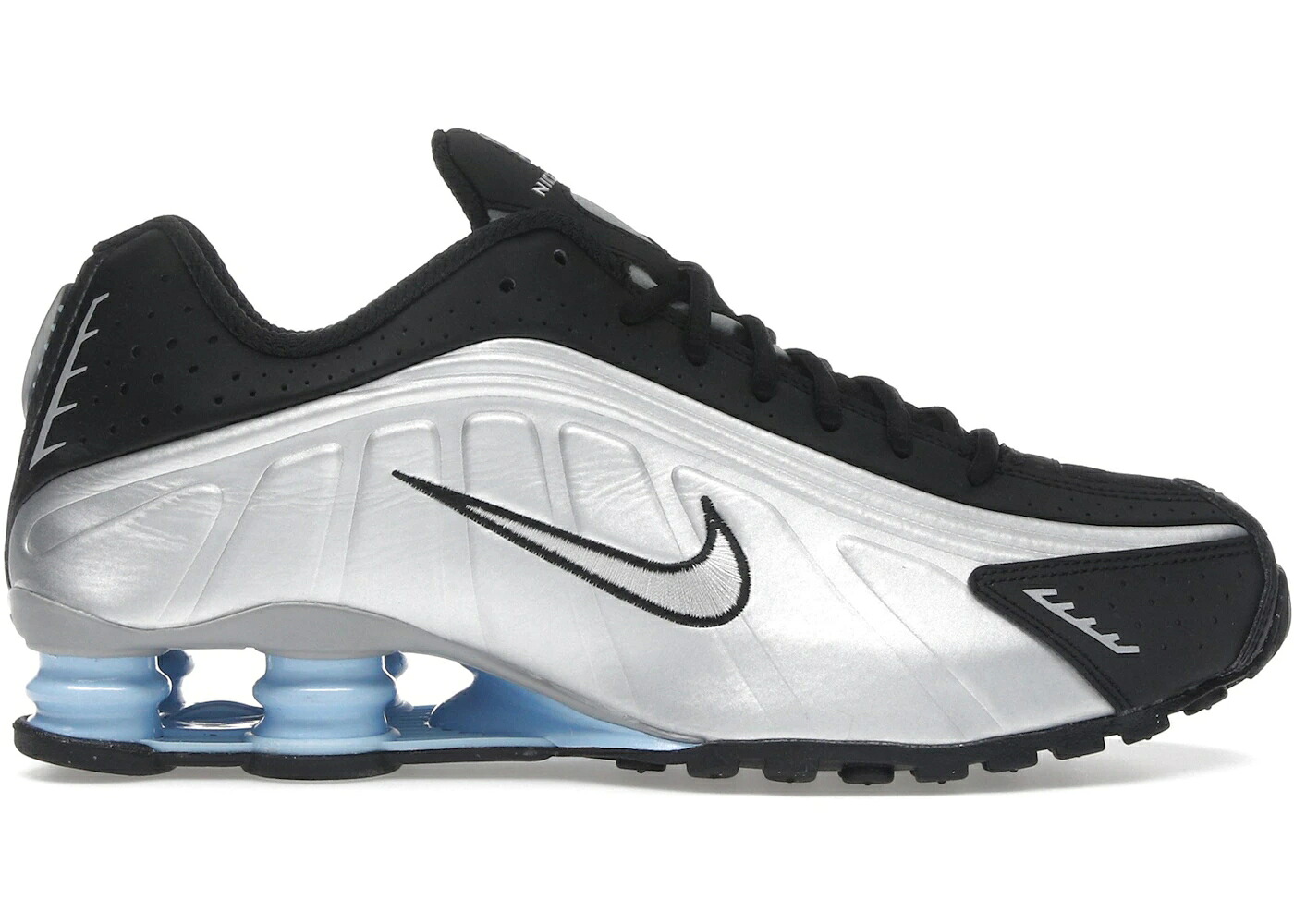ナイキ ショックス しろがね色 しろがね色 黒いこと 黒いこと 青味 青み スニーカー メンズ NIKE SHOX R4 METALLIC SILVER BLACK PSYCHIC BLUE / METALLIC SILVER BLACK PSYCHIC