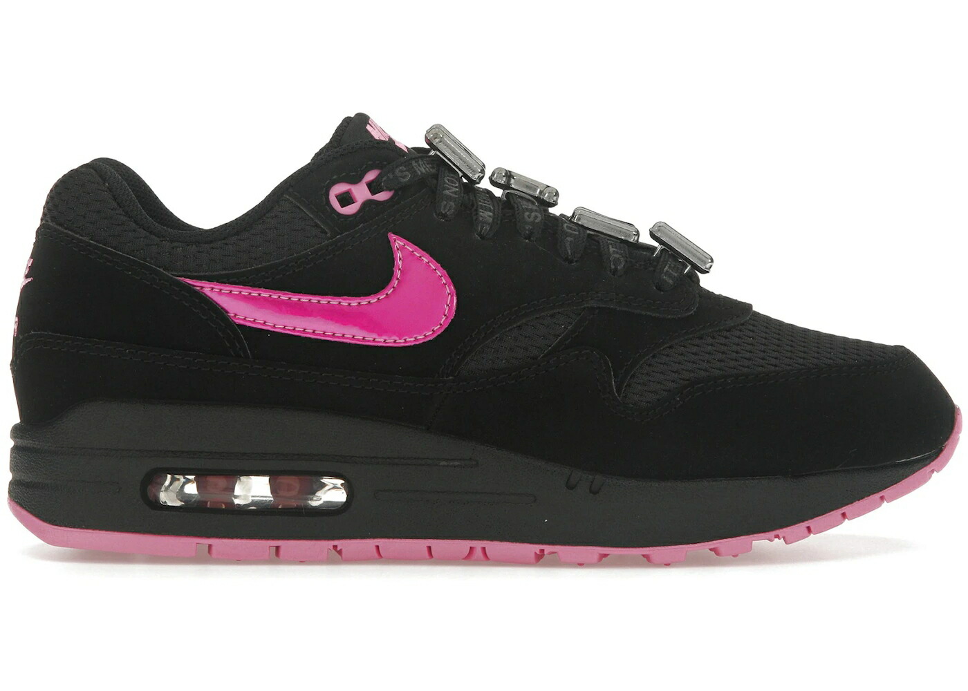 ナイキ マックス 黒いこと 黒いこと サクラ色 エア湖マックス スニーカー メンズ NIKE AIR MAX 1 PRM VALENTINE S DAY BLACK / BLACK PLAYFUL PINK