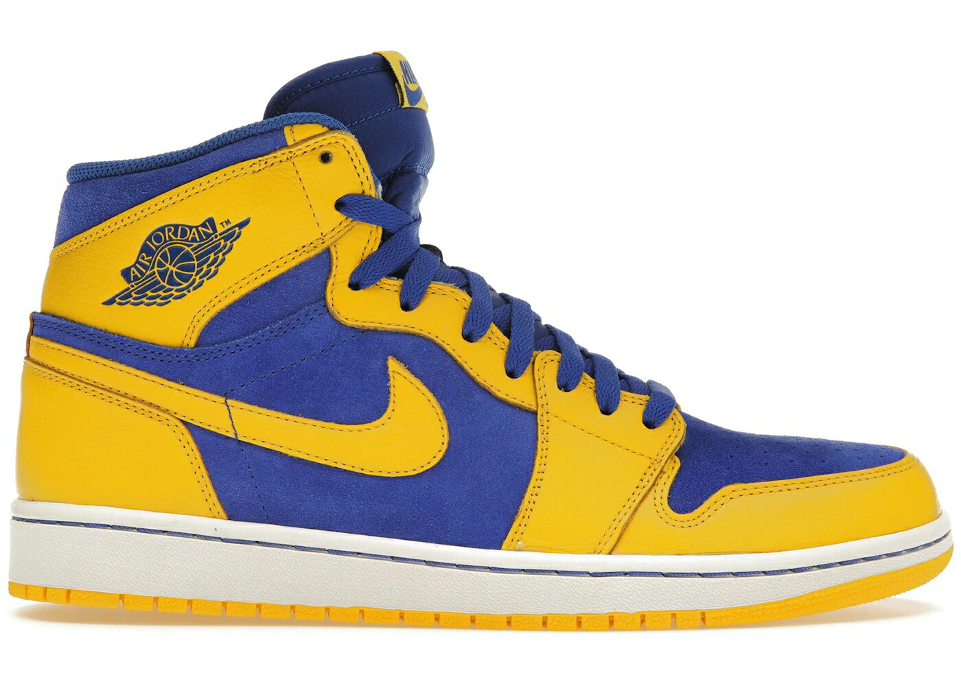 ナイキ ジョーダン 御機嫌 取り組み 白いこと 白いこと 取り組みロイヤル 青 青色 スニーカー メンズ JORDAN 1 RETRO HIGH OG LANEY / VARSITY MAIZE GAME ROYAL WHITE