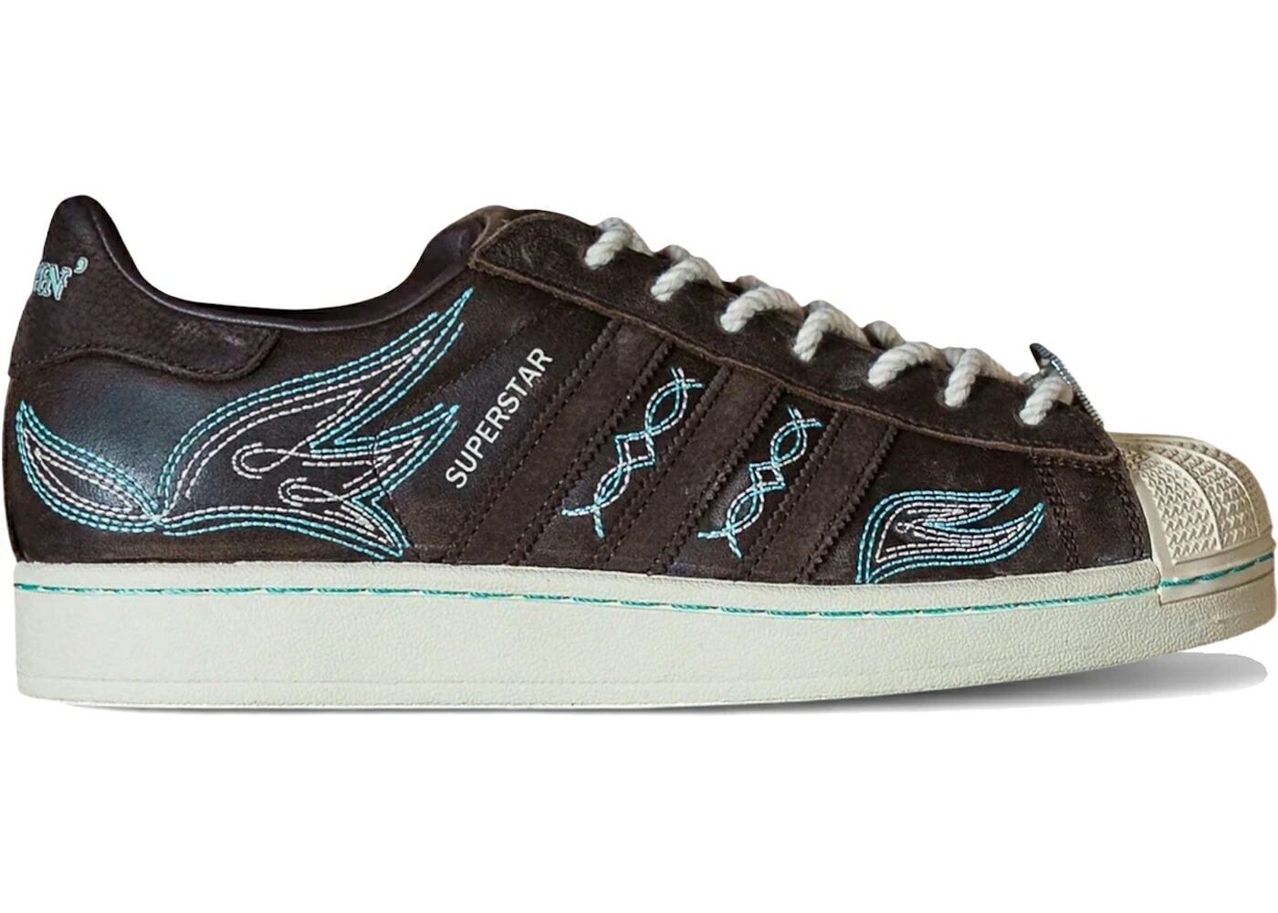 アディダス スーパースター 茶色 ブラウン 青色 ブルー 白色 ホワイト REPPIN' スニーカー メンズ ADIDAS SUPERSTAR II ACTIVE ATHLETE LONE STAR / BROWN BLUE OFF WHITE