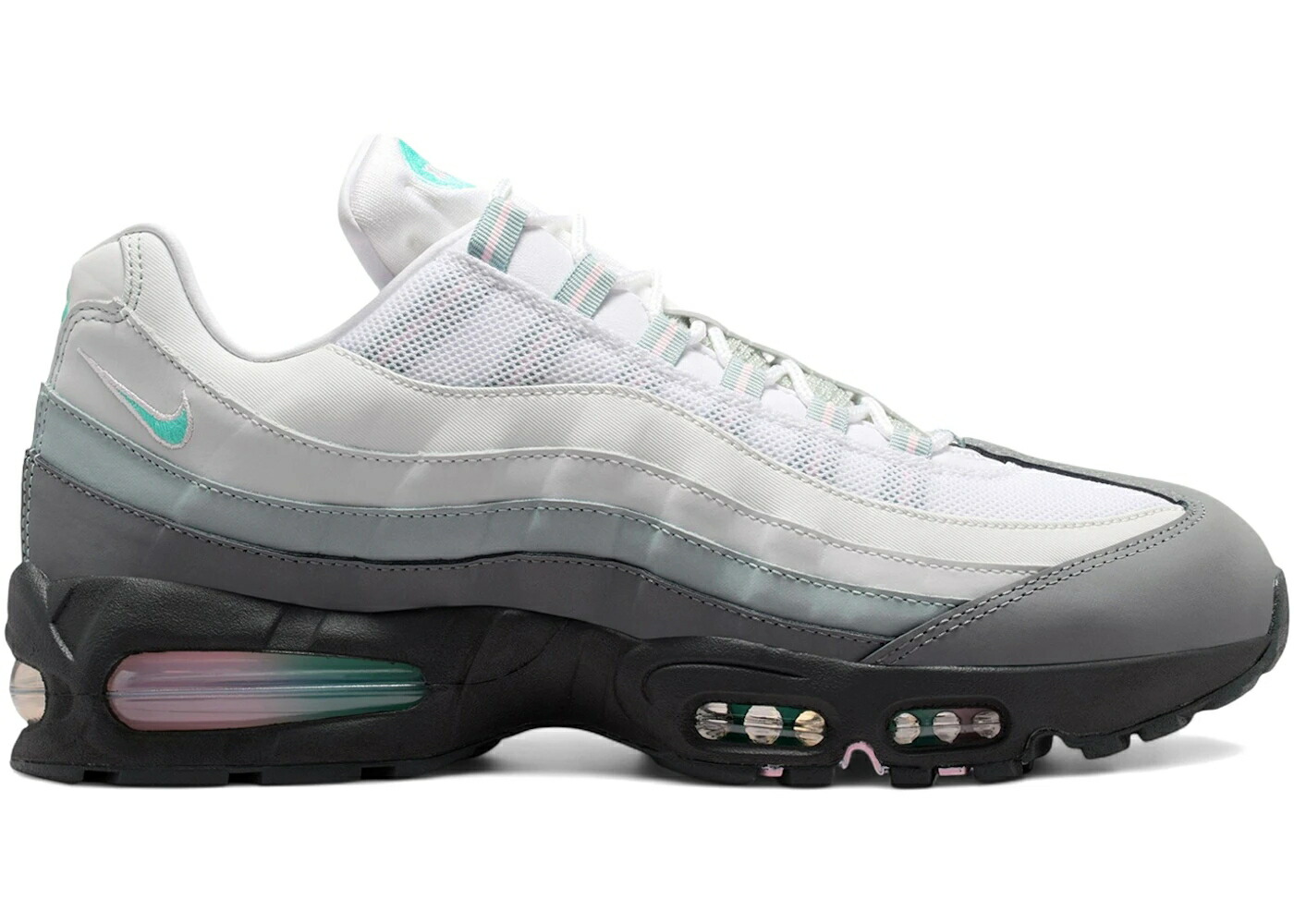 ナイキ マックス 砂上の楼閣 白いこと 白いこと サクラ色 大気圏マックス スニーカー メンズ NIKE AIR MAX 95 BIG BUBBLE WHITE HYPER TURQUOISE PINK FOAM / ANTHRACITE PINK FOAM HYPER