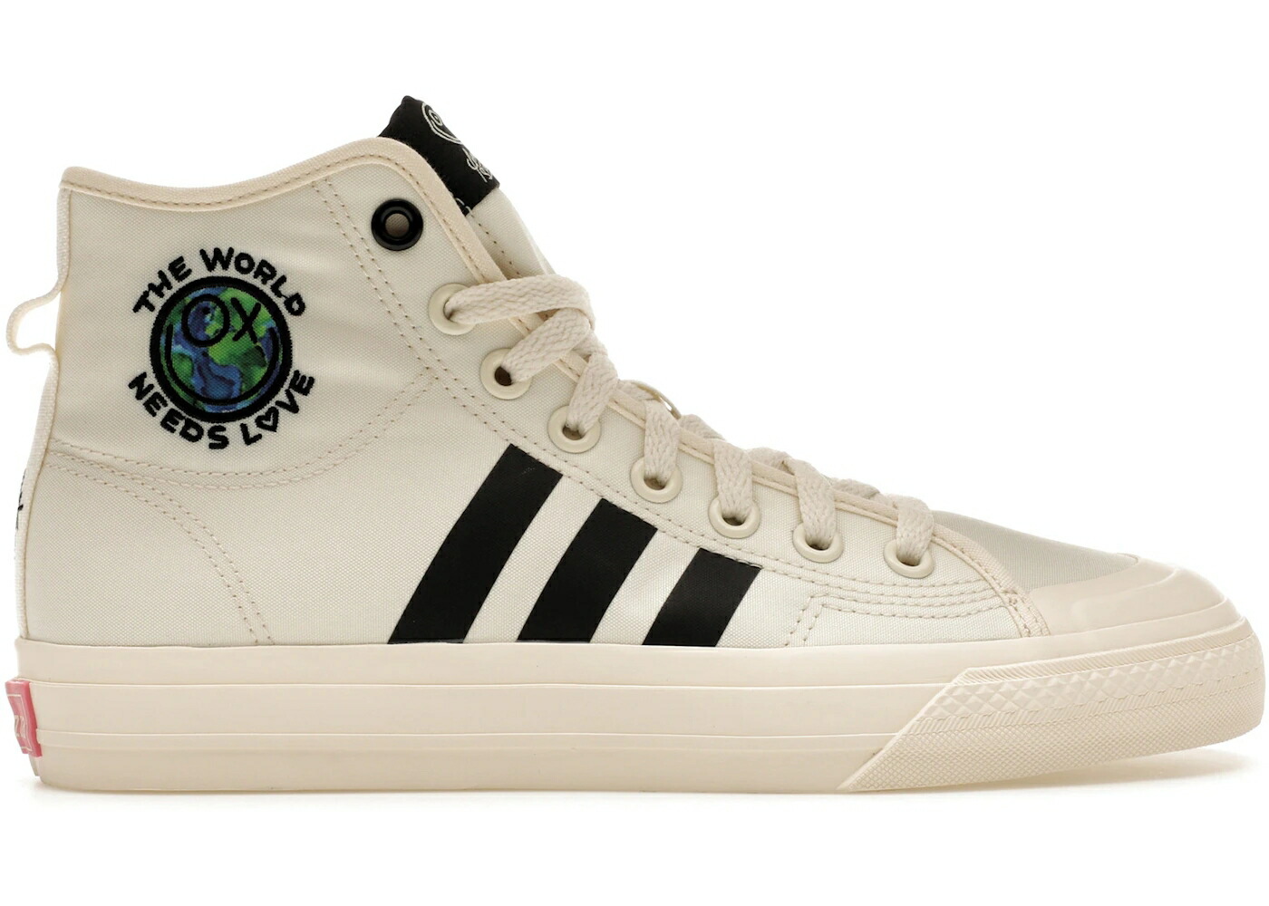 アディダス クリーム 白色 ホワイト コア 黒色 ブラック スニーカー メンズ ADIDAS NIZZA HI RF ANDR SARAIVA THE WORLD NEEDS LOVE CREAM / CREAM WHITE CORE BLACK PANTONE