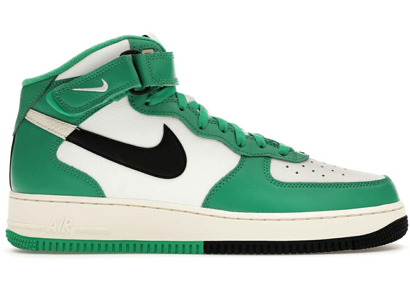 ナイキ ミッド 白色 ホワイト スタジアム 緑 グリーン 黒色 ブラック エアフォース スニーカー メンズ NIKE AIR FORCE 1 MID LV8 SPLIT WHITE STADIUM GREEN / SUMMIT WHITE BLACK STADIUM GREEN