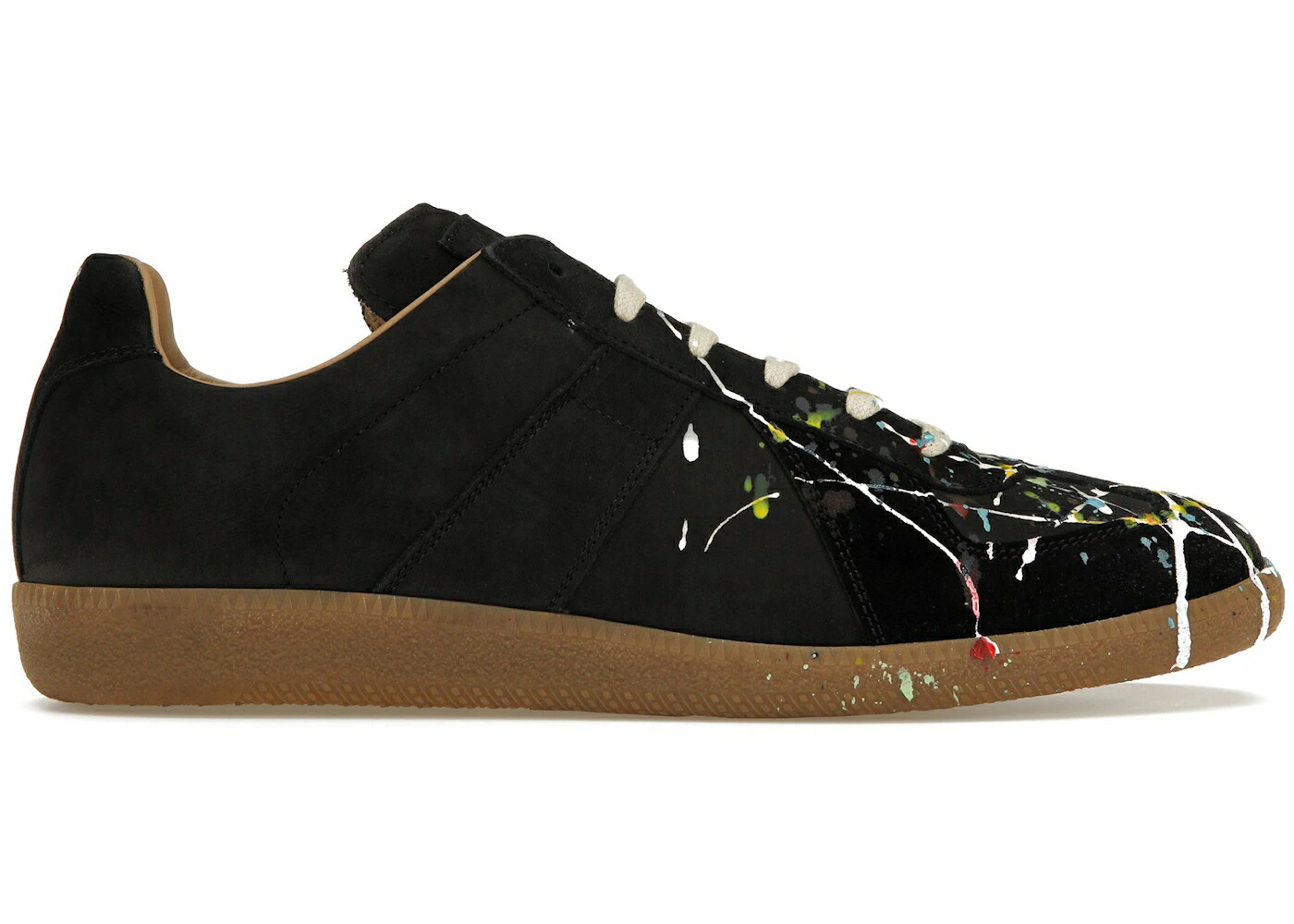 メゾンマルジェラ アーミー トレーナー 黒色 ブラック スニーカー メンズ MAISON MARGIELA MAISON MARGIELA PAINT REPLICA GERMAN ARMY TRAINER (GAT) BLACK /