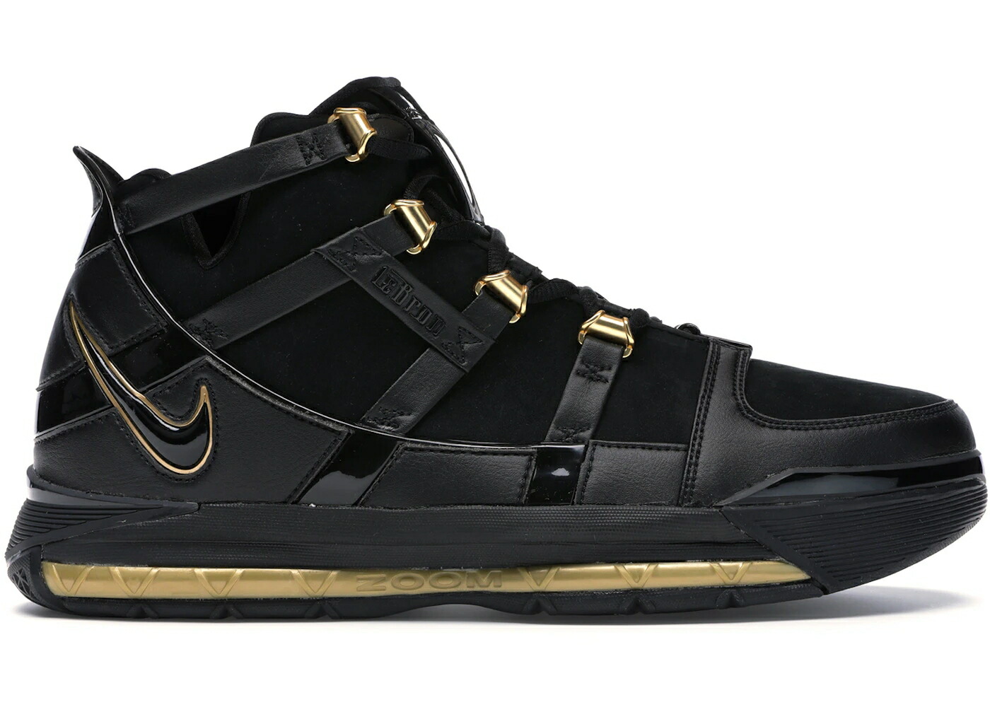 ナイキ レブロン 黒色 ブラック ゴールド スニーカー メンズ NIKE LEBRON 3 BLACK GOLD (2018) / BLACK BLACK METALLIC GOLD