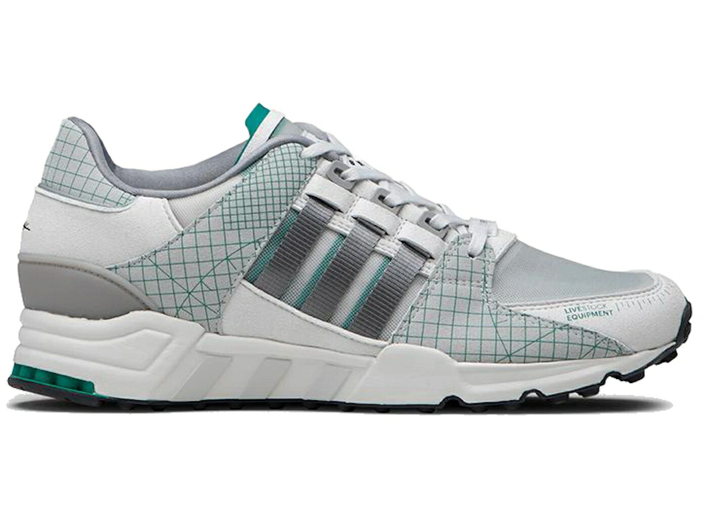 アディダス 薄墨色 薄墨色 緑 緑であること 白いこと 白いこと スニーカー メンズ ADIDAS EQT SUPPORT RUNNING 93 CONSORTIUM LIVESTOCK GRID / GREY SUB GREEN WHITE