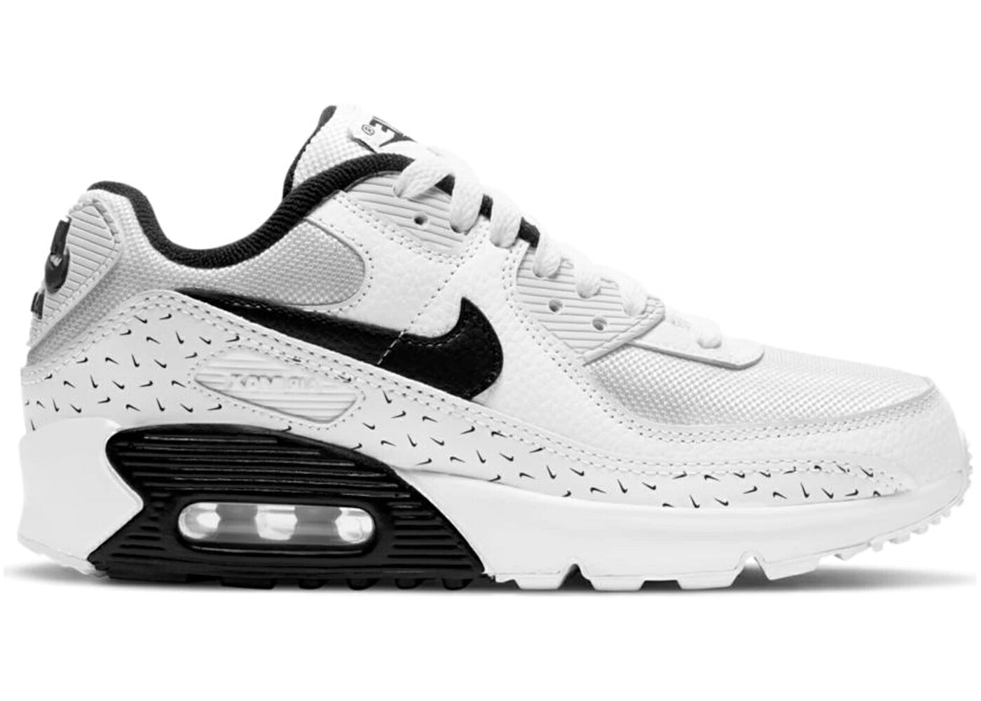ナイキ マックス 白いこと 白いこと 黒いこと 黒いこと エア湖マックス お坊っちゃん キッズ NIKE AIR MAX 90 SWOOSHFETTI (GS) / WHITE BLACK もの言う花 マタニティ スニーカー