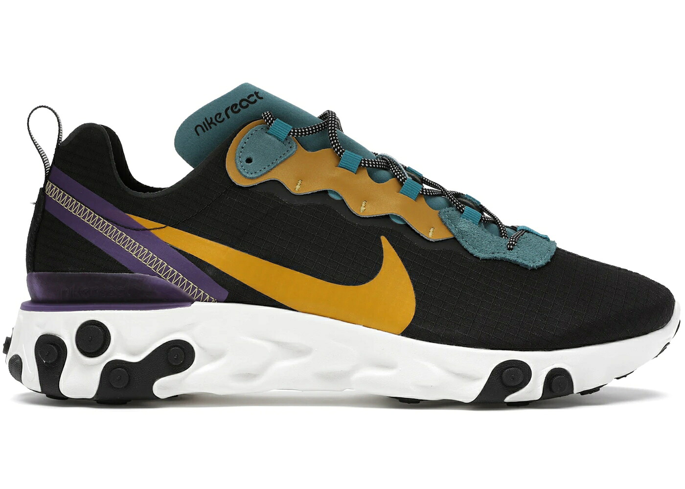 ナイキ リアクト エレメント 黒色 ブラック シアン スニーカー メンズ NIKE REACT ELEMENT 55 PRM BLACK MINERAL CYAN / BLACK MINERAL CYAN VOLTAGE