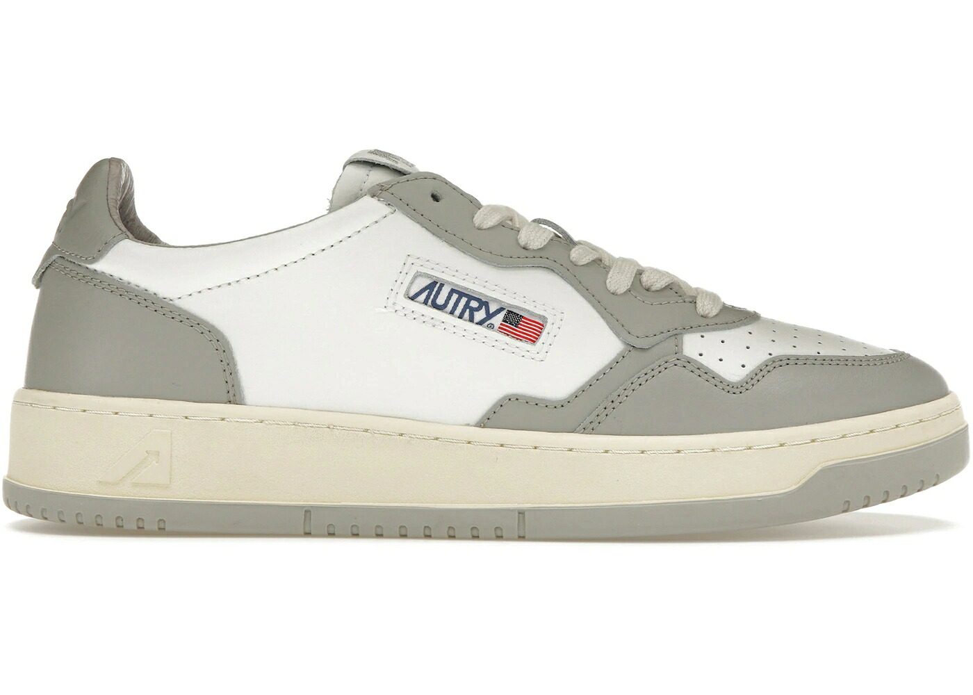 なめし革 薄墨色 薄墨色 白いこと 白いこと 皮膚軟化剤 スニーカー メンズ AUTRY MEDALIST LEATHER LOW GREY WHITE / GREY WHITE CREAM