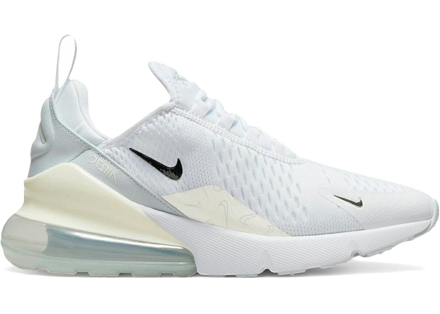 ナイキ マックス 白色 ホワイト スウッシュ スウォッシュ ピュア プラチナム エアマックス WOMEN スニーカー レディース NIKE AIR MAX 270 WHITE MINI SWOOSH PRINT (WOMEN) / WHITE PURE PLATINUM SAIL