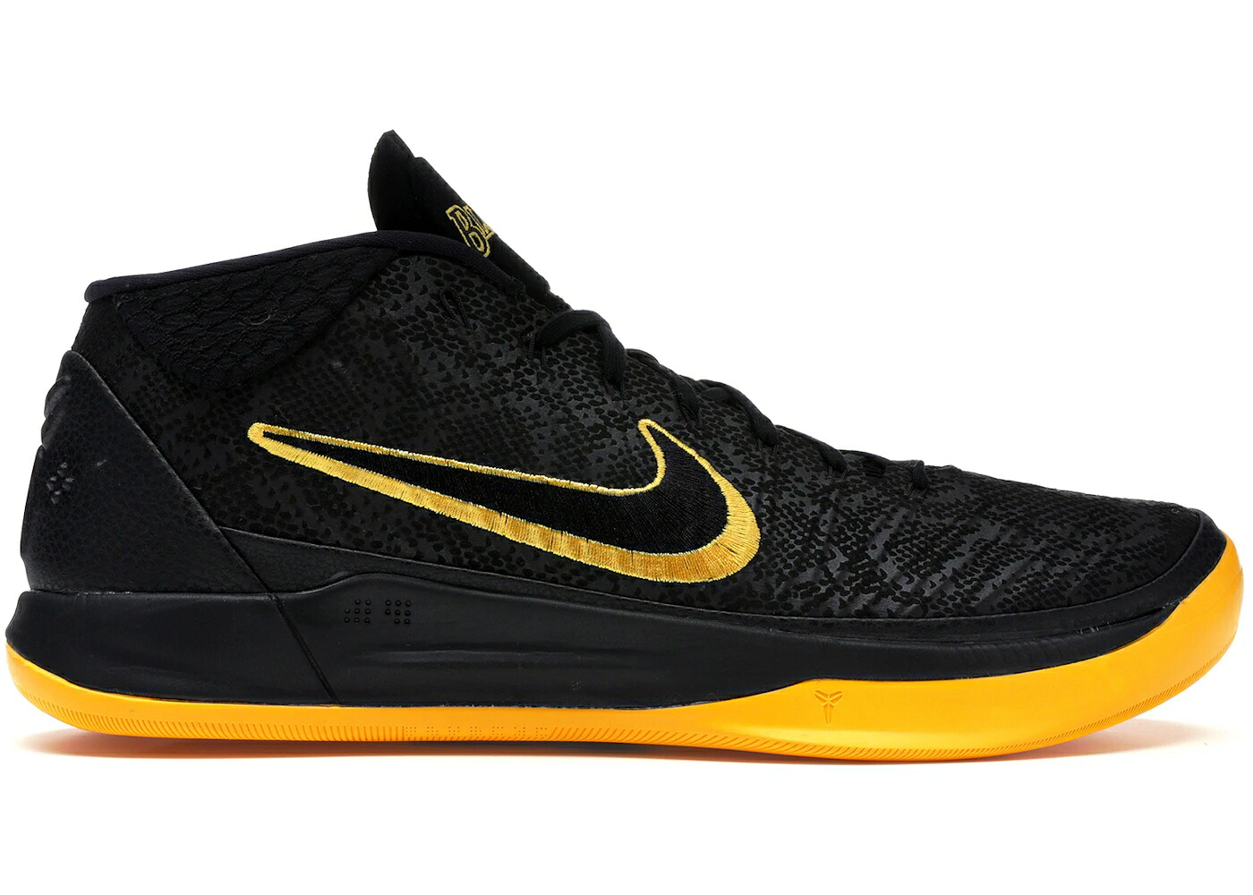 ナイキ コービー ミッド レイカーズ 黒いこと 黒いこと マンバ ゴールド A.D. スニーカー メンズ NIKE KOBE MID LAKERS BLACK MAMBA / BLACK UNIVERSITY GOLD