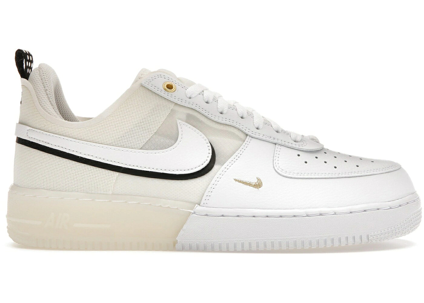ナイキ リアクト ゴールド 白色 ホワイト 黒色 ブラック エアフォース スニーカー メンズ NIKE AIR FORCE 1 REACT 40TH ANNIVERSARY SAIL GOLD (2022) / WHITE SAIL BLACK WHITE｜スニケス