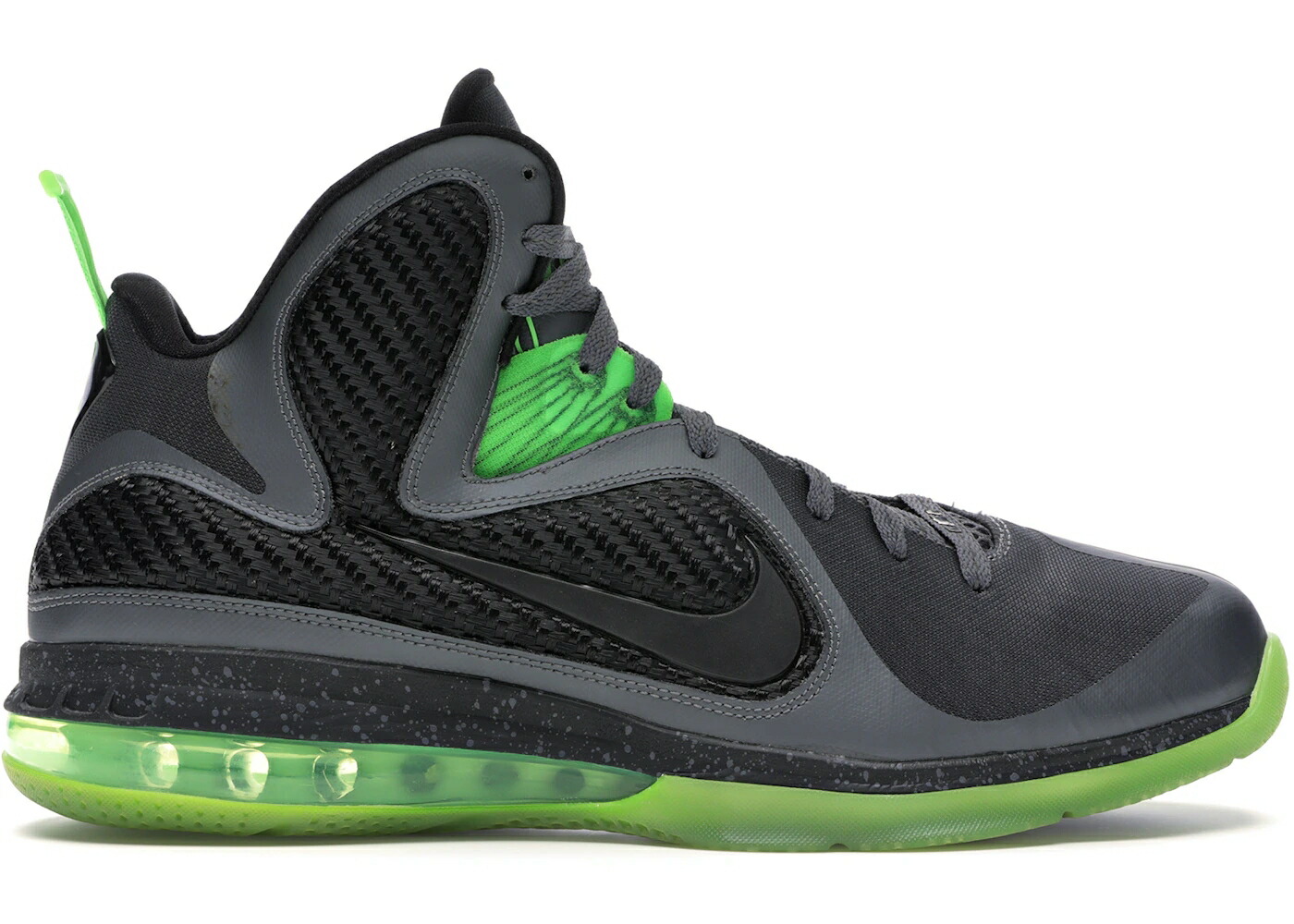 ナイキ レブロン 灰色 グレー 黒色 ブラック スニーカー メンズ NIKE LEBRON 9 DUNKMAN / DARK GREY BLACK VOLT
