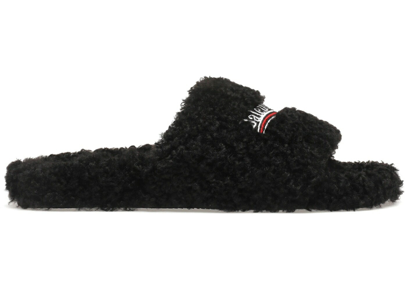 バレンシアガ サンダル 黒色 ブラック 白色 ホワイト 赤 レッド スニーカー メンズ BALENCIAGA FURRY SLIDE BLACK / BLACK WHITE RED