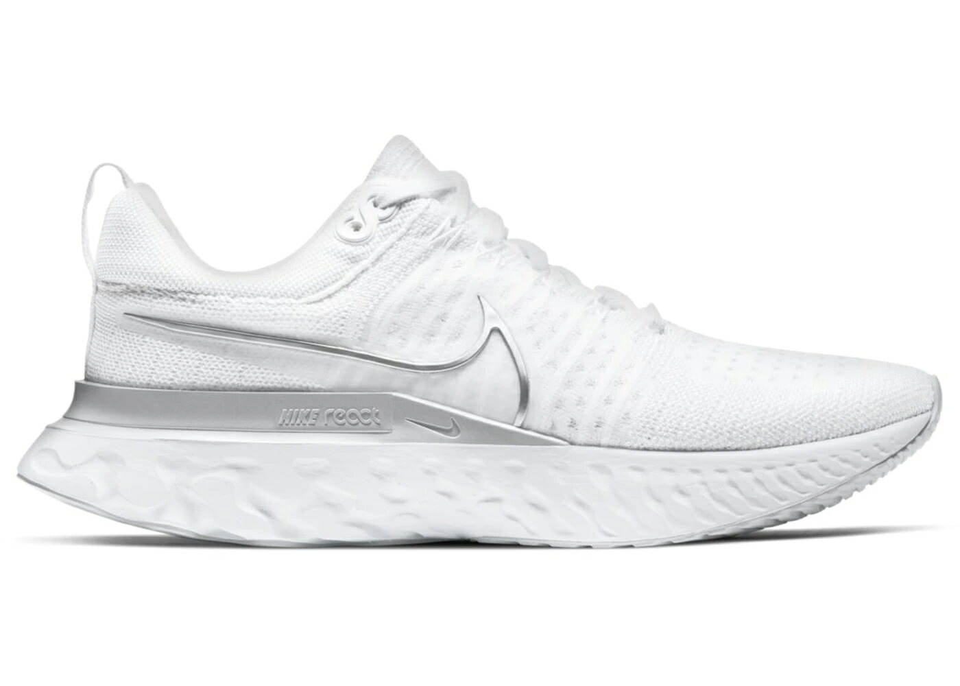 ナイキ リアクト 幽客 飛球編み物 白いこと 白いこと しろがね色 しろがね色 純然たる プラチナム WOMEN\u0027S スニーカー レディース NIKE REACT INFINITY RUN FLYKNIT 2 WHITE METALLIC SILVER (WOMEN\u0027S) / WHITE PURE PLATINUM METALLIC