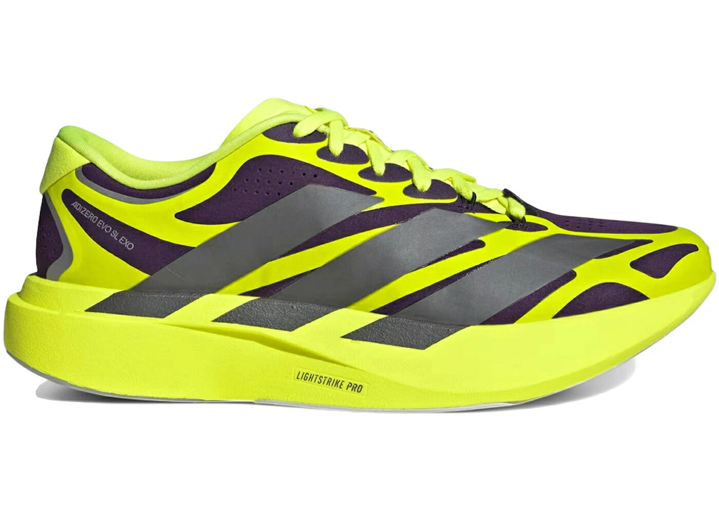 アディダス アディゼロ 黄味がかった 黄色 スニーカー メンズ ADIDAS ADIZERO EVO SL EXO AURORA PLUM SOLAR YELLOW / AURORA PLUM IRON METALLIC SOLAR