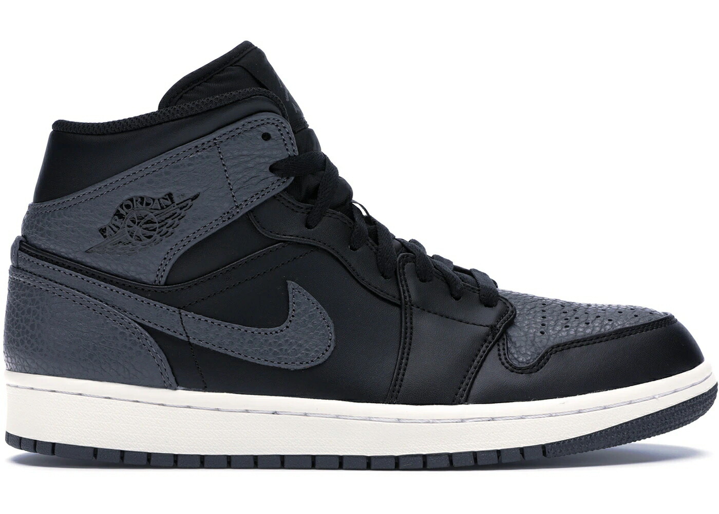 ナイキ ジョーダン ミッド 黒色 ブラック 灰色 グレー 白色 ホワイト スニーカー メンズ JORDAN 1 RETRO MID BLACK DARK GREY / BLACK SUMMIT WHITE DARK GREY