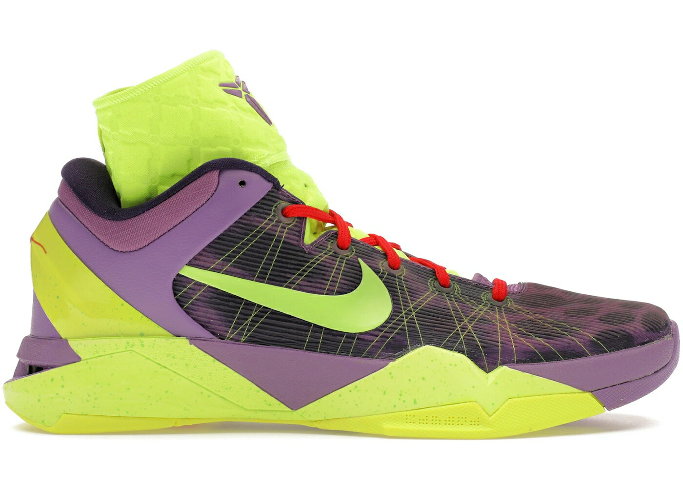 ナイキ コービー クリスマス 紫 バイオレット アクション 赤 レッド スニーカー メンズ NIKE KOBE 7 CHRISTMAS (LEOPARD) / VIOLET POP VOLT INK ACTION RED