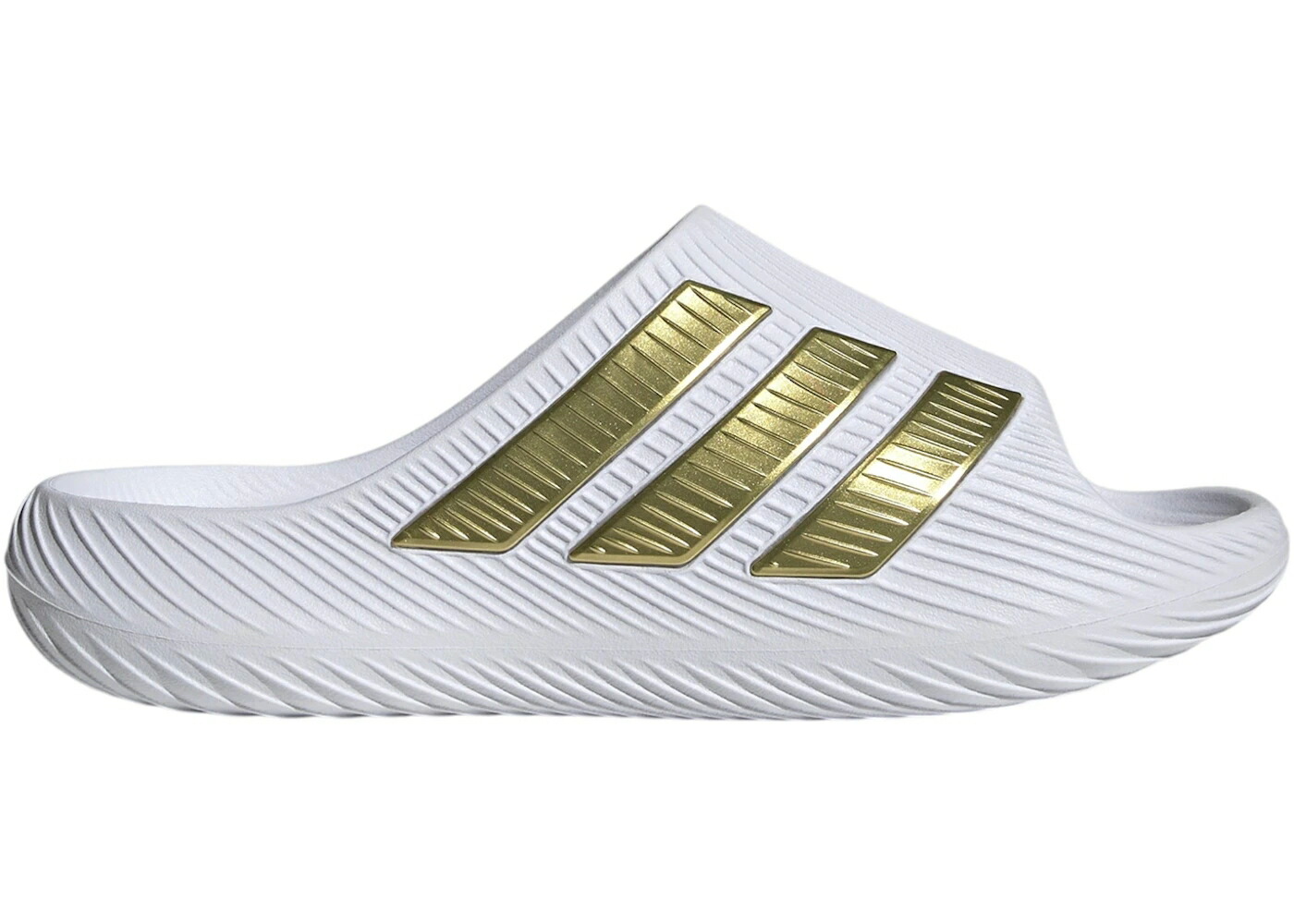 アディダス 白色 ホワイト ゴールド スニーカー メンズ ADIDAS PURECHILL SLIDES WHITE GOLD METALLIC / CLOUD WHITE GOLD METALLIC GOLD