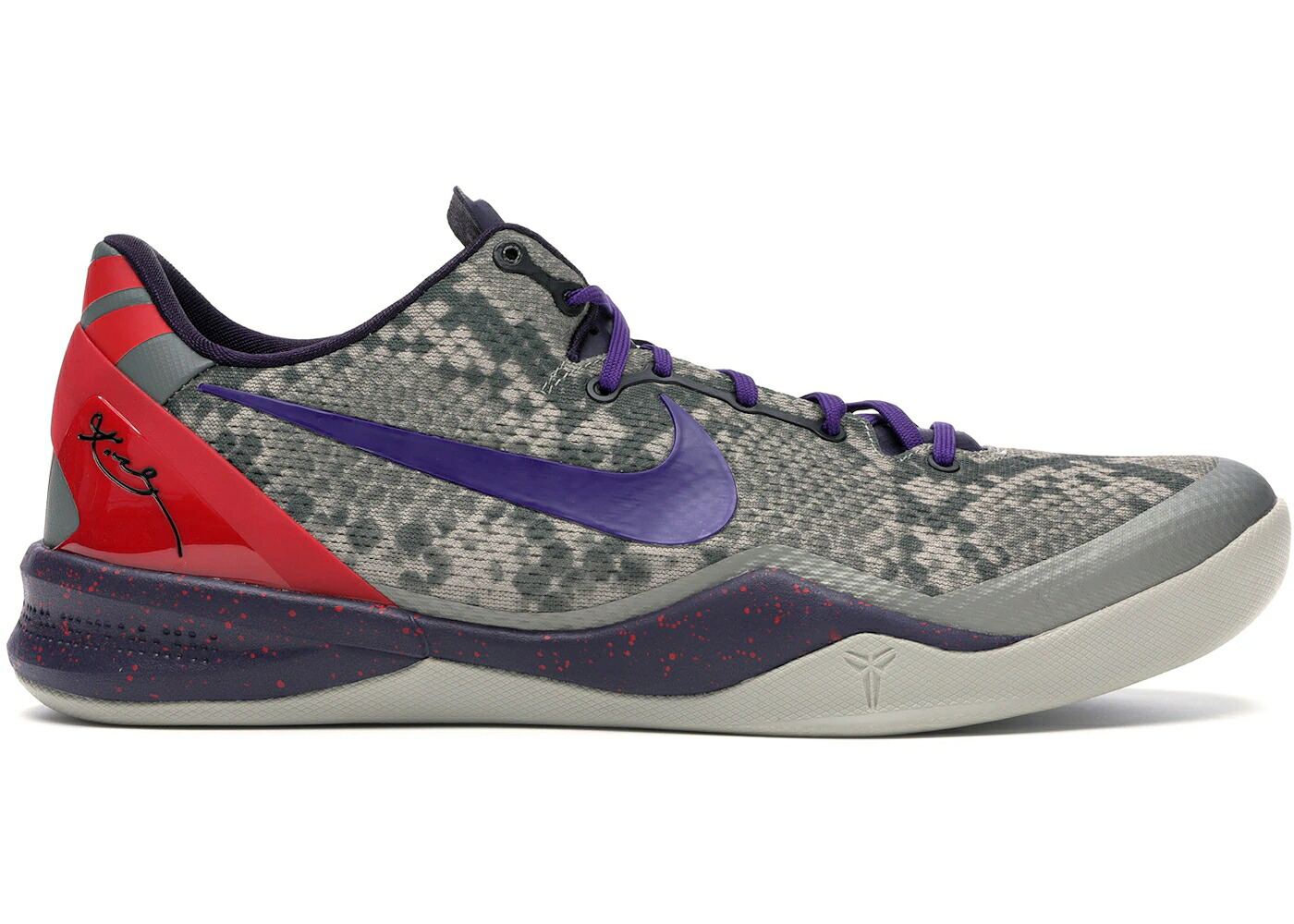 ナイキ コービー 灰色 グレー 黒色 ブラック コート 紫 パープル スニーカー メンズ NIKE KOBE 8 MINE GREY / MINE GREY BLACK COURT PURPLE