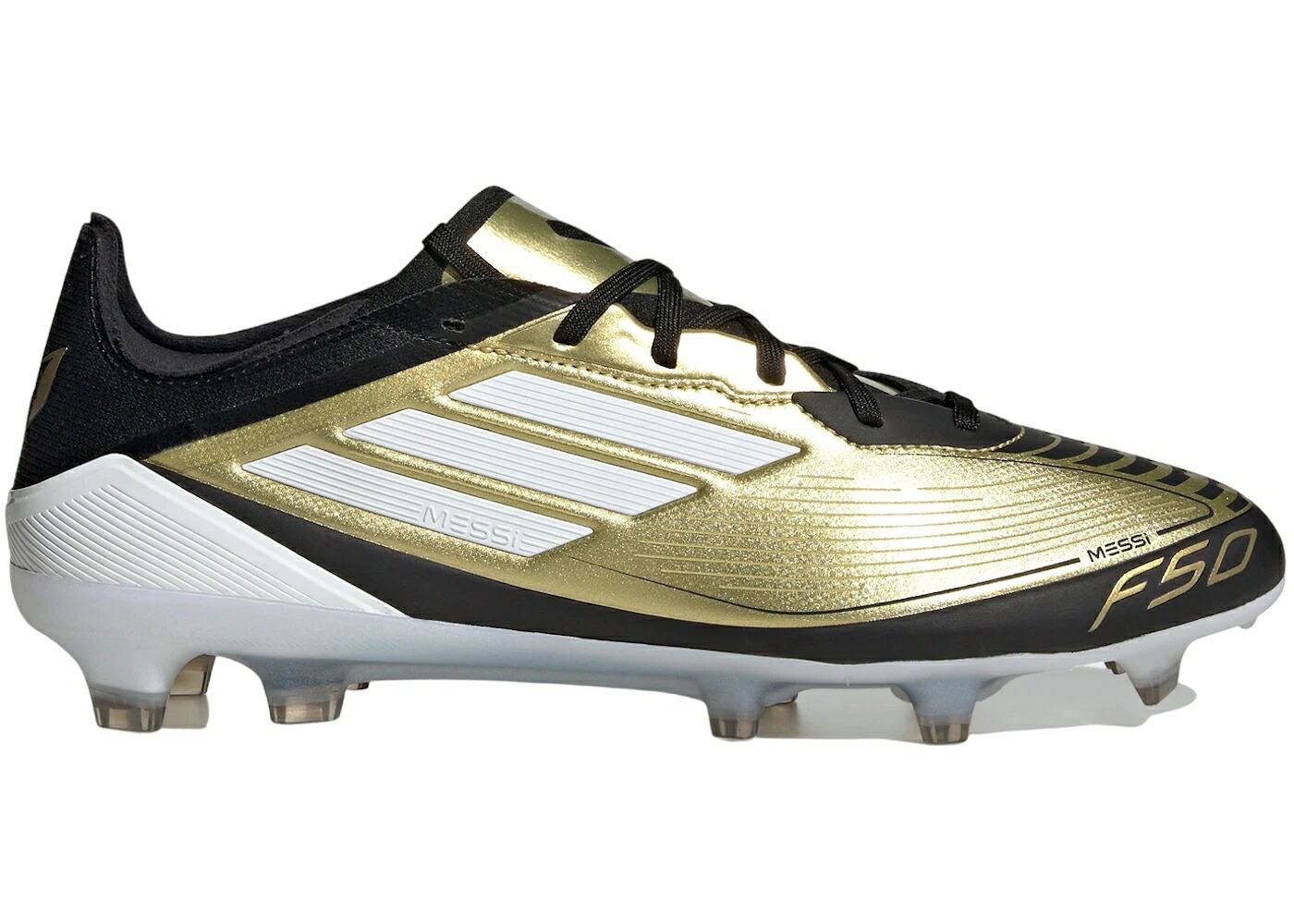 アディダス プロ ゴールド 白色 ホワイト コア 黒色 ブラック スニーカー メンズ ADIDAS F50 PRO FG MESSI GOLD METALLIC CLOUD WHITE CORE BLACK / GOLD METALLIC CLOUD WHITE CORE