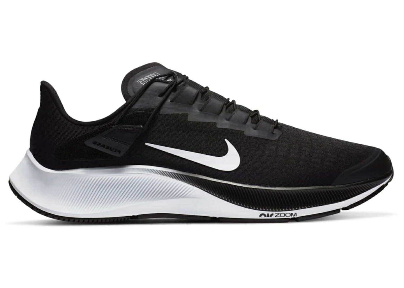 ナイキ ズーム ペガサス 黒色 ブラック 白色 ホワイト 灰色 グレー ズームペガサス スニーカー メンズ NIKE AIR ZOOM PEGASUS 37 FLYEASE BLACK WHITE / BLACK SMOKE GREY WHITE｜スニケス