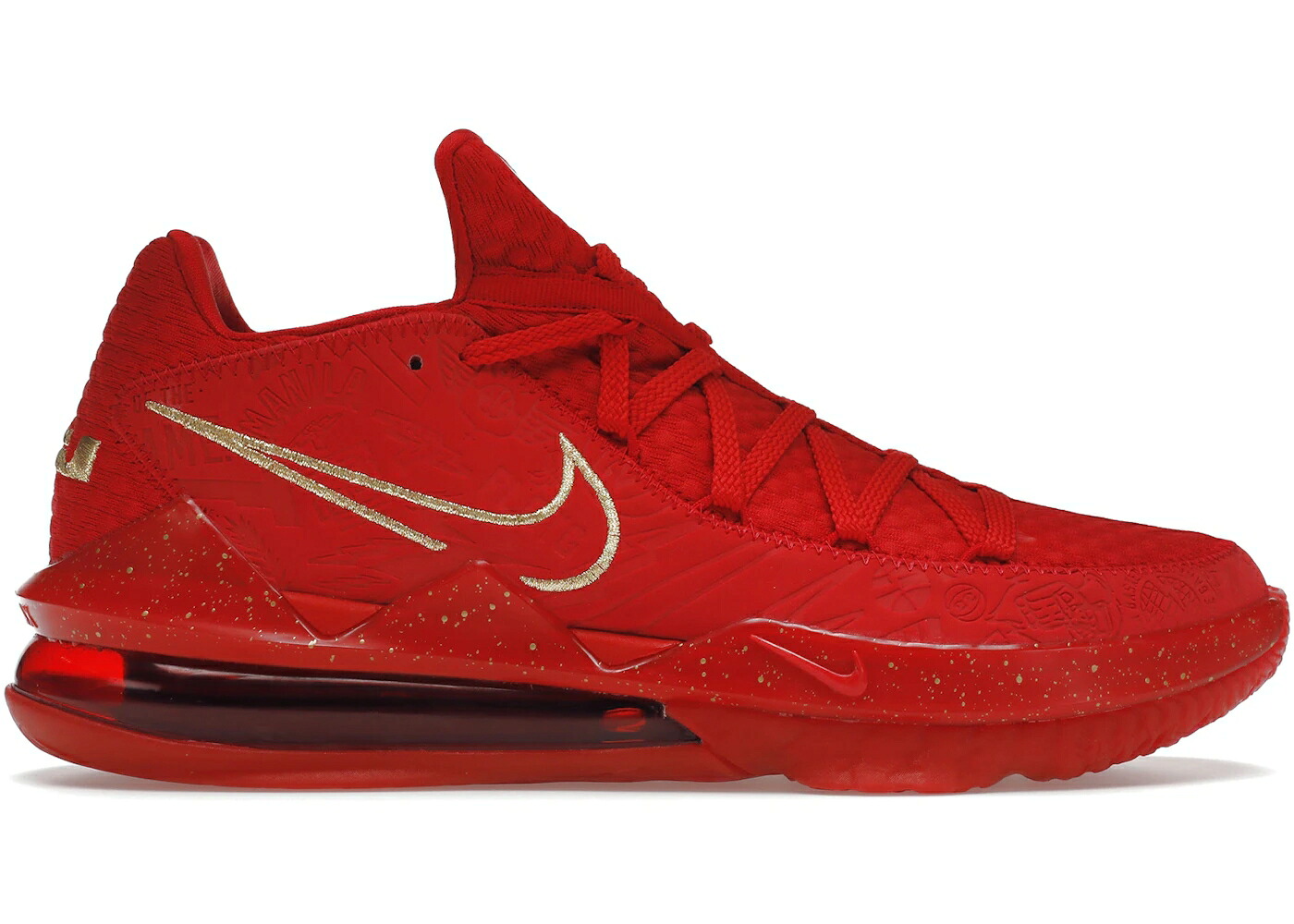 ナイキ レブロン 赤 赤いこと ゴールド スニーカー メンズ NIKE LEBRON 17 LOW TITAN / UNIVERSITY RED METALLIC GOLD