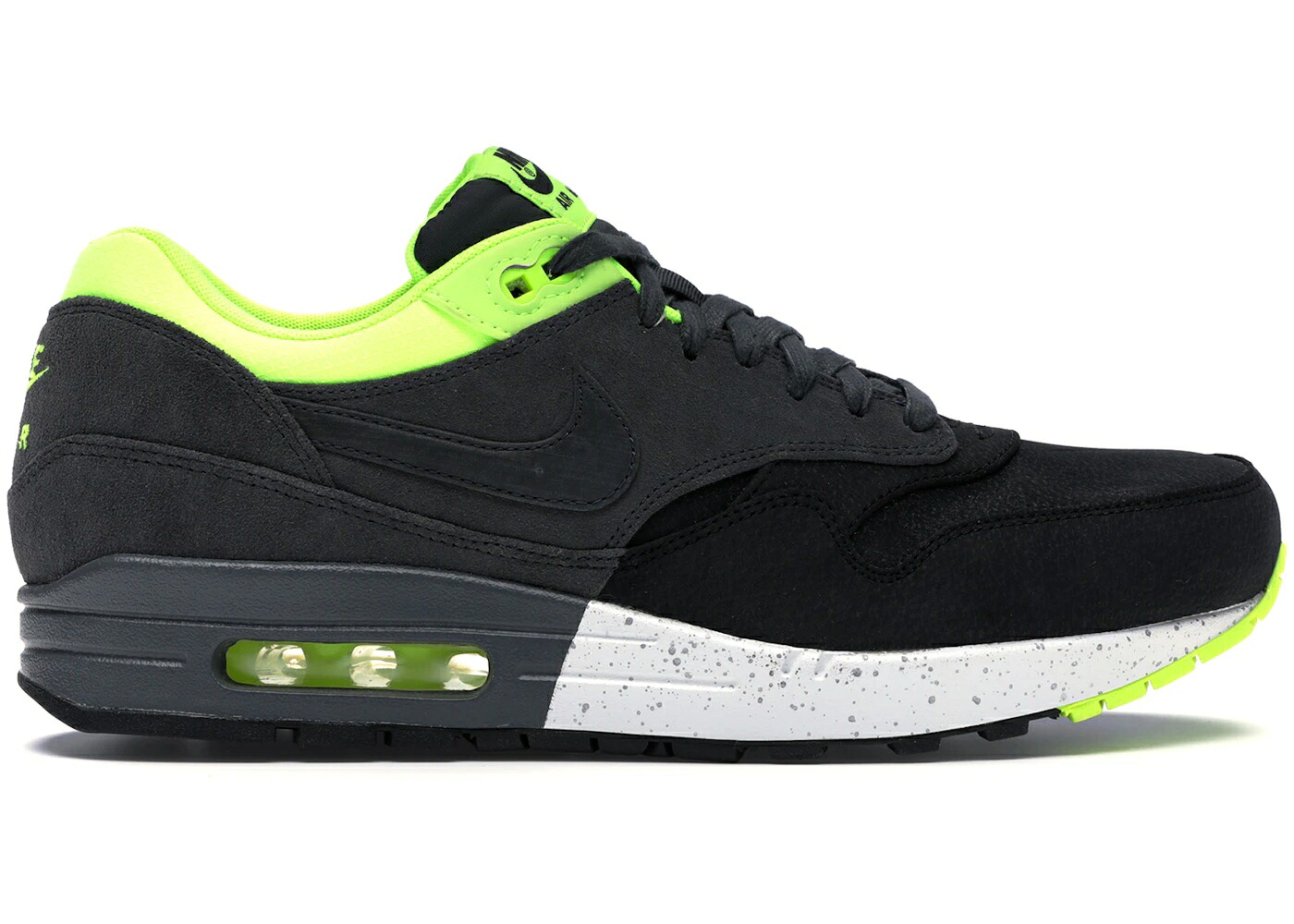 ナイキ マックス 黒色 ブラック エアマックス スニーカー メンズ NIKE AIR MAX 1 SPLIT BLACK VOLT / BLACK ANTHRACITE VOLT｜スニケス