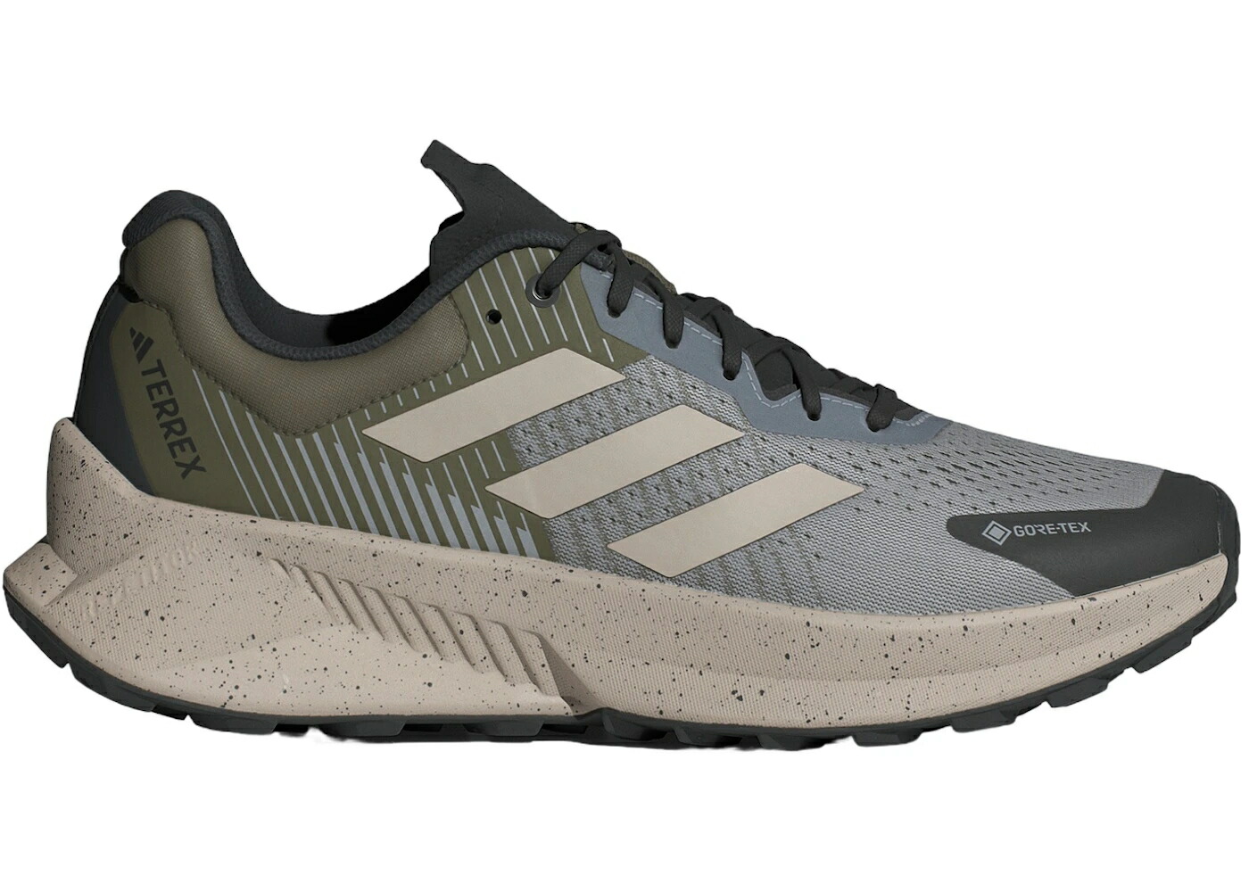 アディダス フローレス ゴアテックス チャコール ソリッド 灰色 グレー ベージュ オリーブ スニーカー メンズ ADIDAS TERREX SOULSTRIDE FLOW GORE-TEX CHARCOAL SOLID GREY WONDER BEIGE OLIVE STRATA / CHARCOAL SOLID