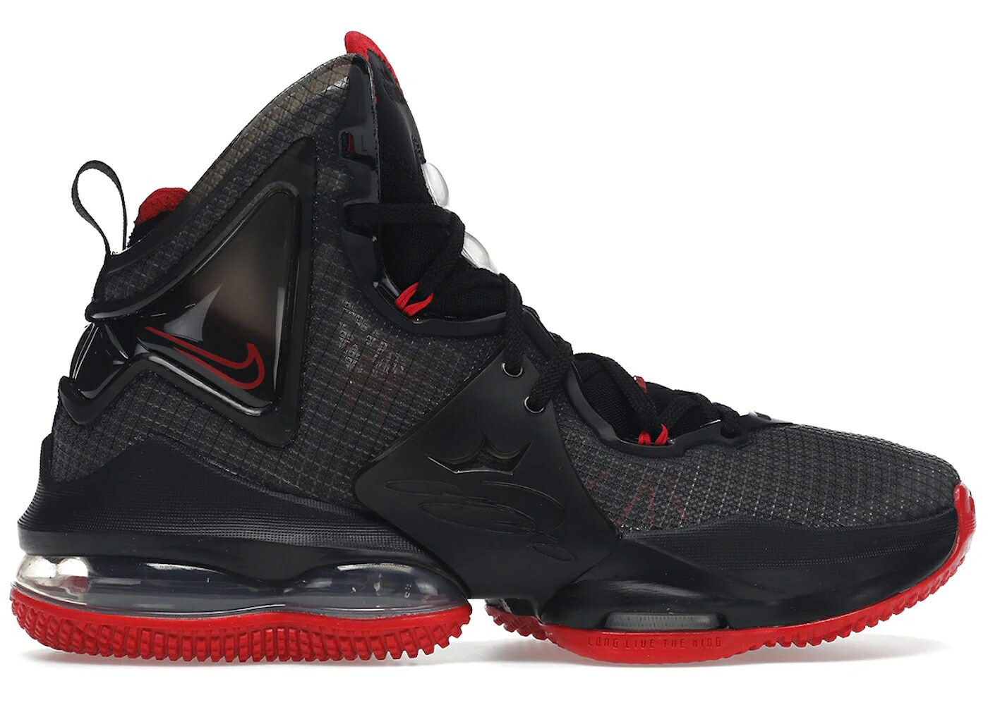 ナイキ レブロン 黒色 ブラック 灰色 グレー 赤 レッド ジュニア キッズ NIKE LEBRON 19 BRED (GS) / BLACK DARK GREY RED ベビー マタニティ スニーカー