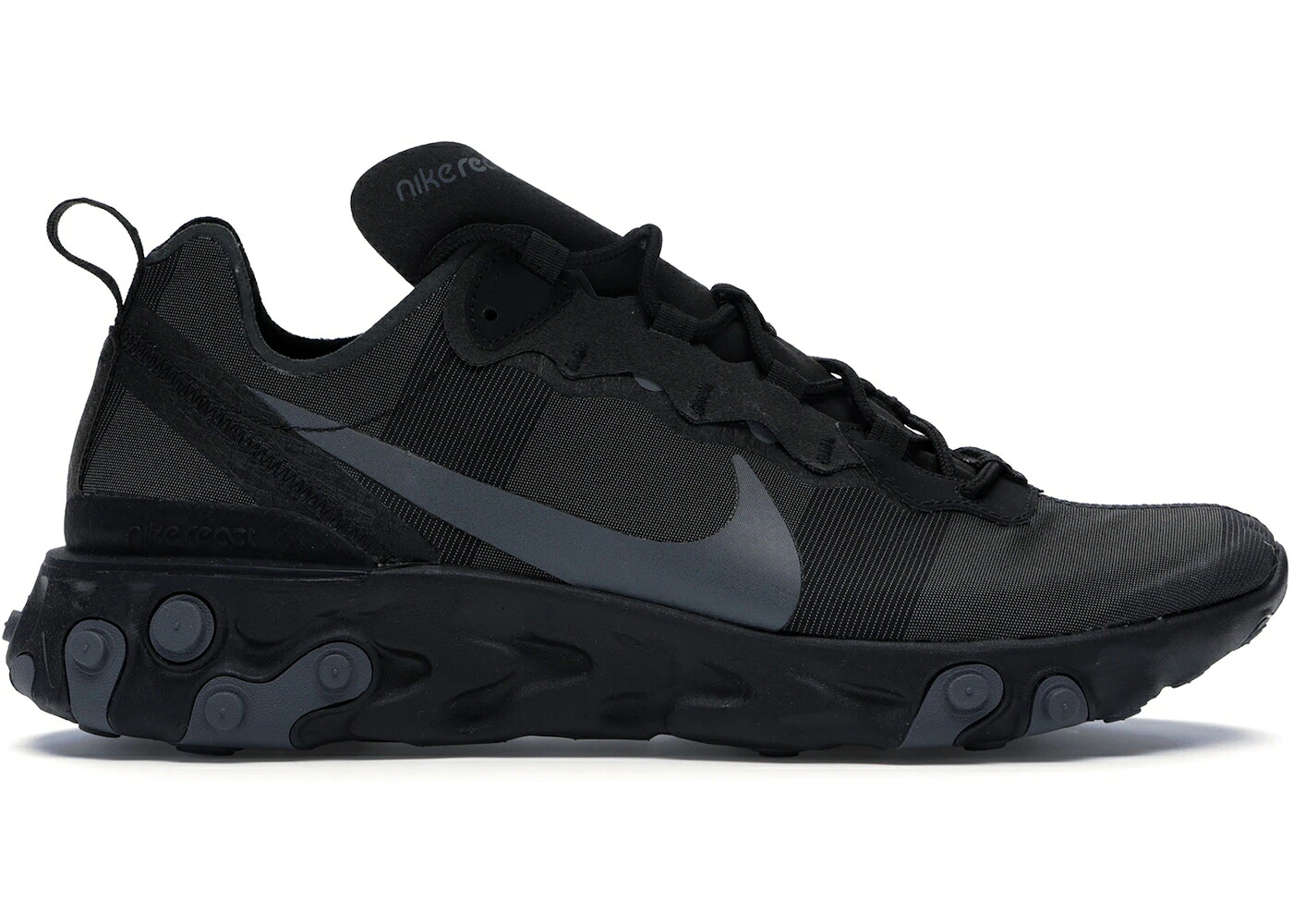 ナイキ リアクト 化学元素 黒いこと 黒いこと 薄墨色 薄墨色 スニーカー メンズ NIKE REACT ELEMENT 55 TRIPLE BLACK / BLACK DARK GREY BLACK