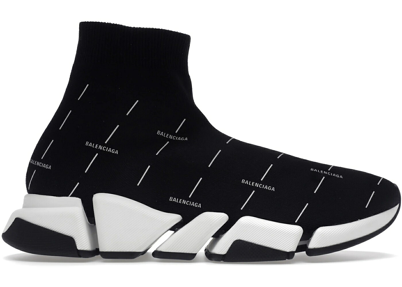 バレンシアガ スピード 黒色 ブラック 白色 ホワイト ロゴ 2.0 スニーカー メンズ BALENCIAGA SPEED BLACK WHITE LOGO / BLACK WHITE
