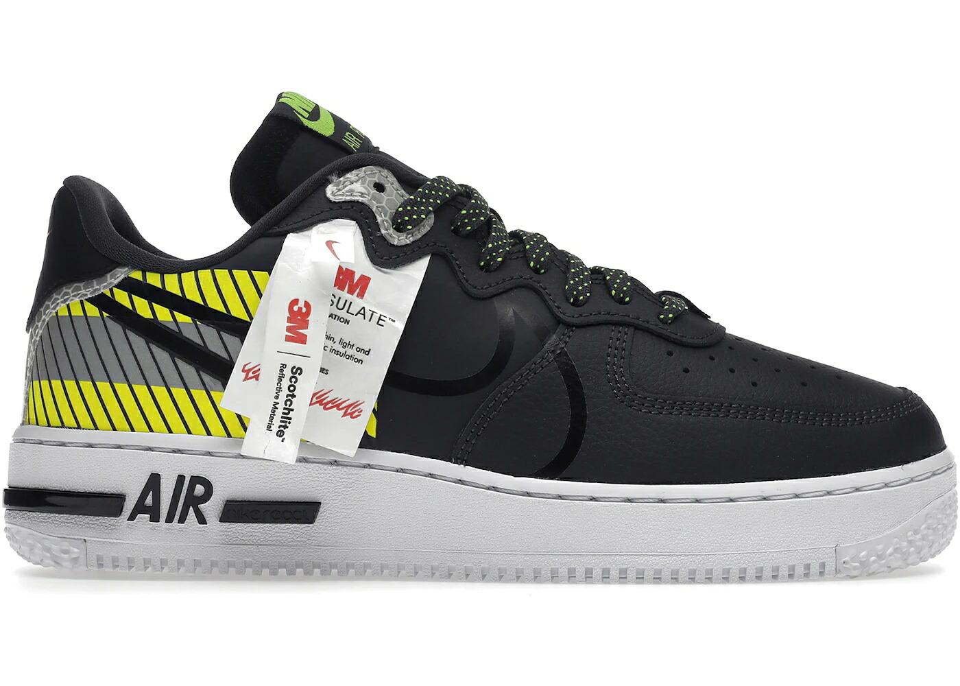ナイキ リアクト 黒いこと 黒いこと 空軍 スニーカー メンズ NIKE AIR FORCE 1 REACT 3M PACK / ANTHRACITE BLACK VOLT HABANERO