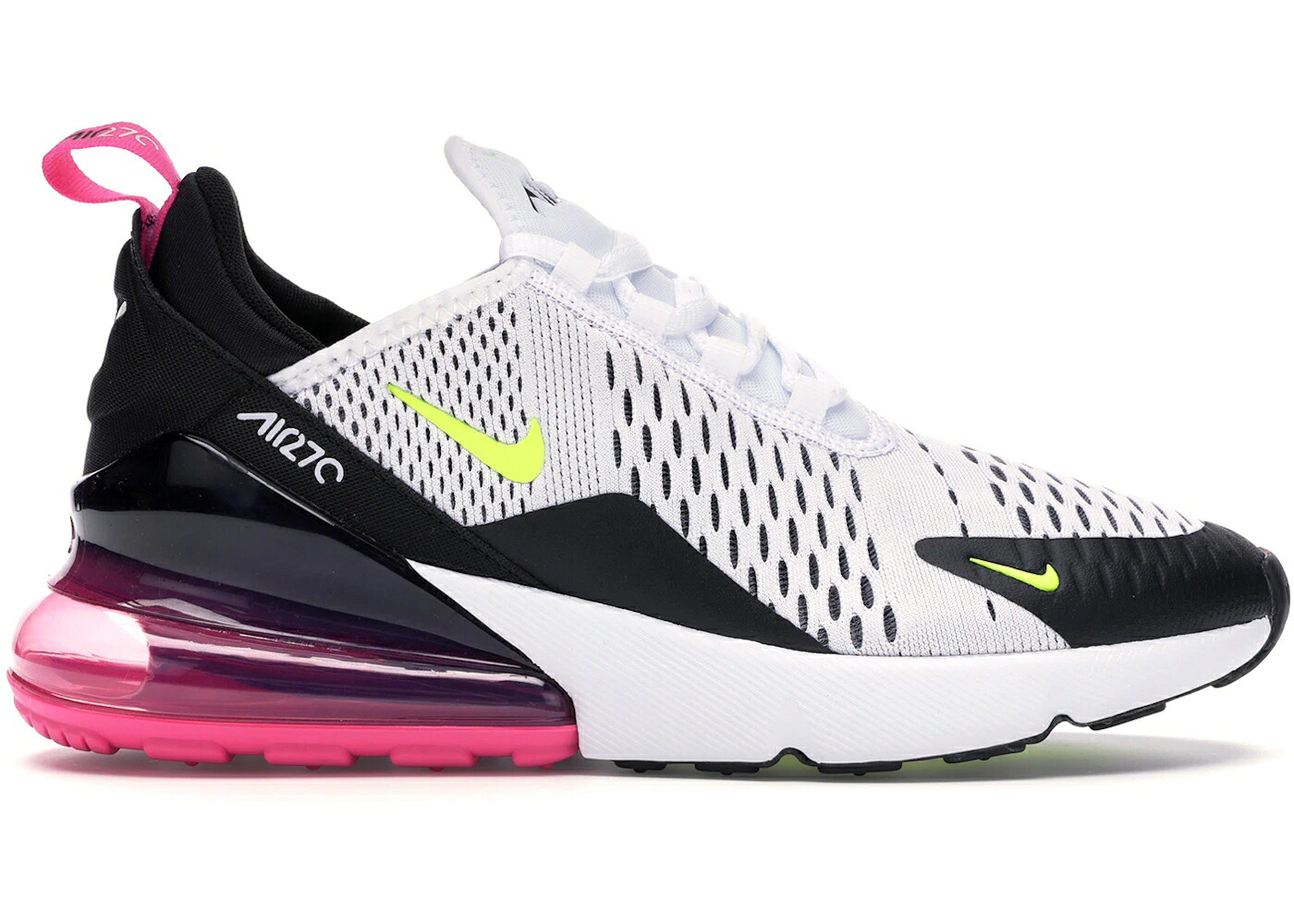 ナイキ マックス 白色 ホワイト 黒色 ブラック レーザー エアマックス ジュニア キッズ NIKE AIR MAX 270 WHITE BLACK LASER FUCHSIA VOLT (GS) / WHITE BLACK LASER FUCHSIA VOLT ベビー マタニティ スニーカー