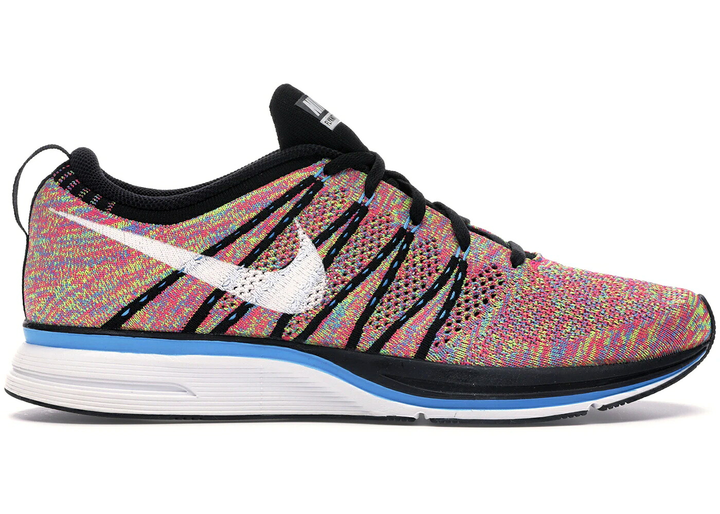 ナイキ フライニット トレーナー 黒色 ブラック 白色 ホワイト 青色 ブルー スニーカー メンズ NIKE FLYKNIT TRAINER MULTI-COLOR / BLACK WHITE BLUE GLOW VOLT|スニケス