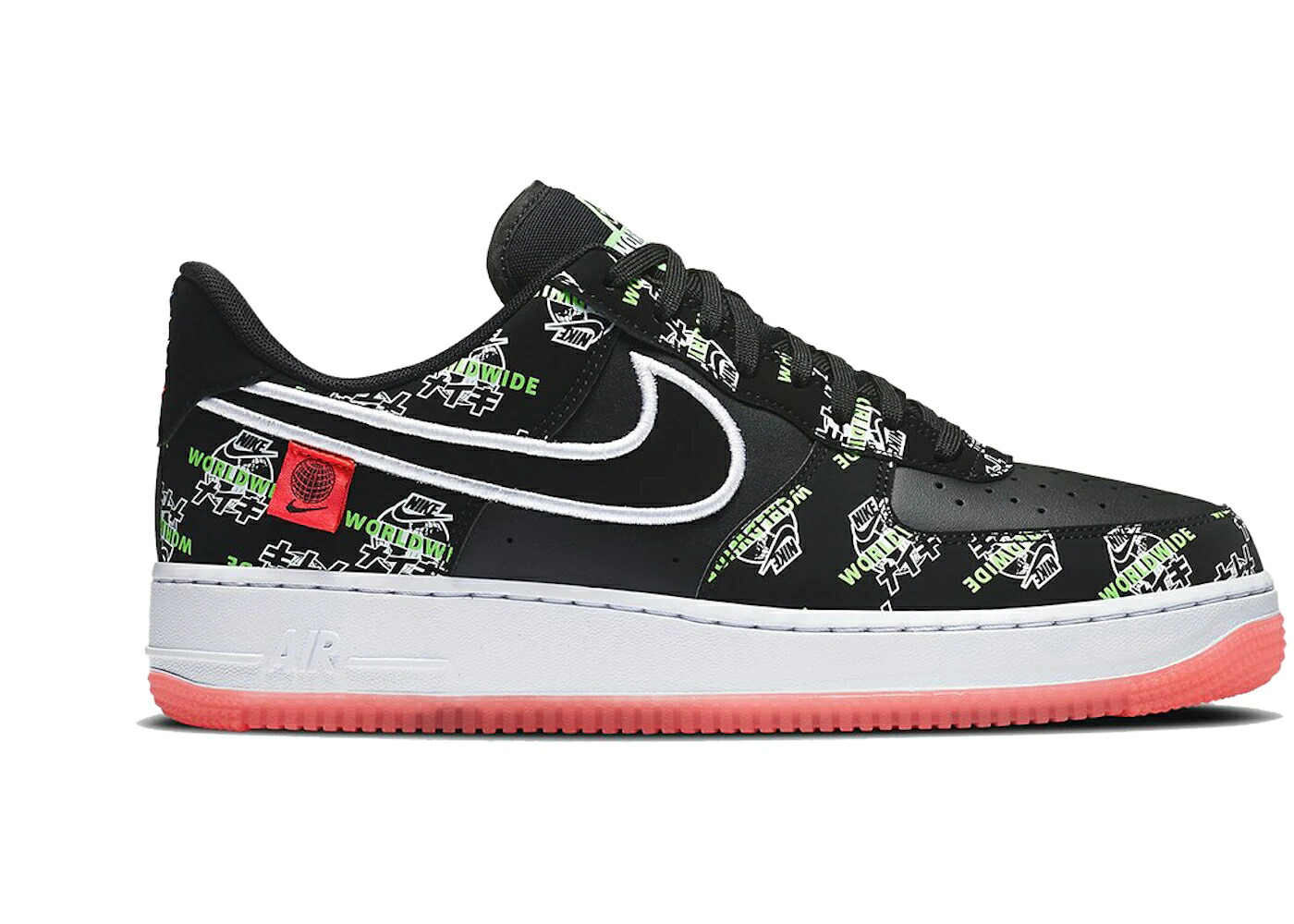 ナイキ 黒いこと 黒いこと 緑 緑であること ストライク 空軍 \u002707 スニーカー メンズ NIKE AIR FORCE 1 LOW LV8 WORLDWIDE PACK KATAKANA BLACK / BLACK BLACK GREEN STRIKE FLASH