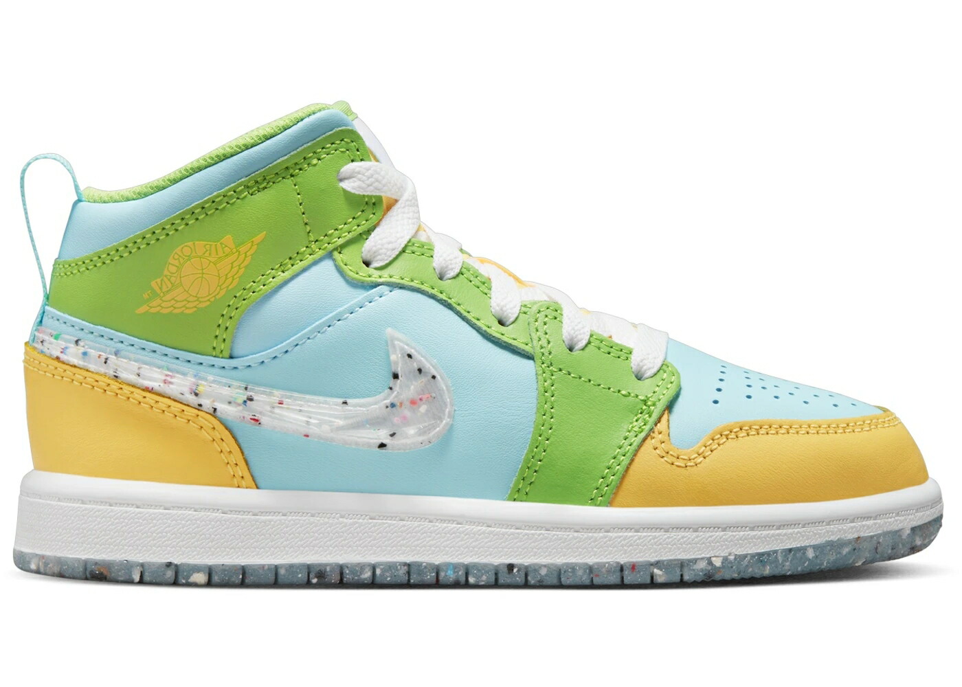 ナイキ ジョーダン ミッド アクション 緑 グリーン 白色 ホワイト ジュニア キッズ JORDAN 1 MID SE GLACIER ICE CITRON PULSE ACTION GREEN WHITE (PS) / GLACIER ICE CITRON PULSE ACTION ベビー マタニティ スニー