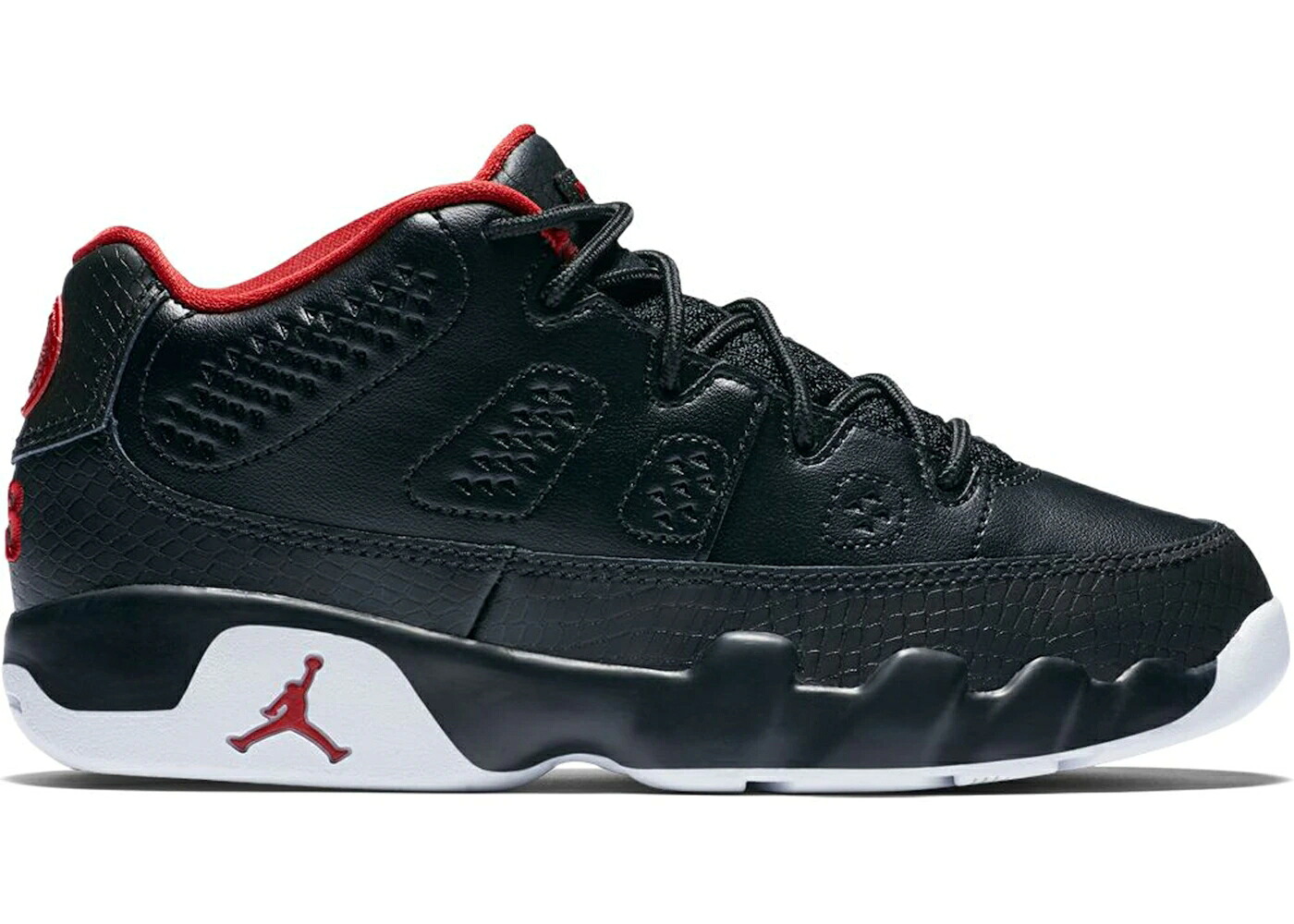 ナイキ ジョーダン 黒色 ブラック 赤 レッド 白色 ホワイト ジュニア キッズ JORDAN 9 RETRO LOW SNAKESKIN (PS) / BLACK GYM RED WHITE ベビー マタニティ スニーカー