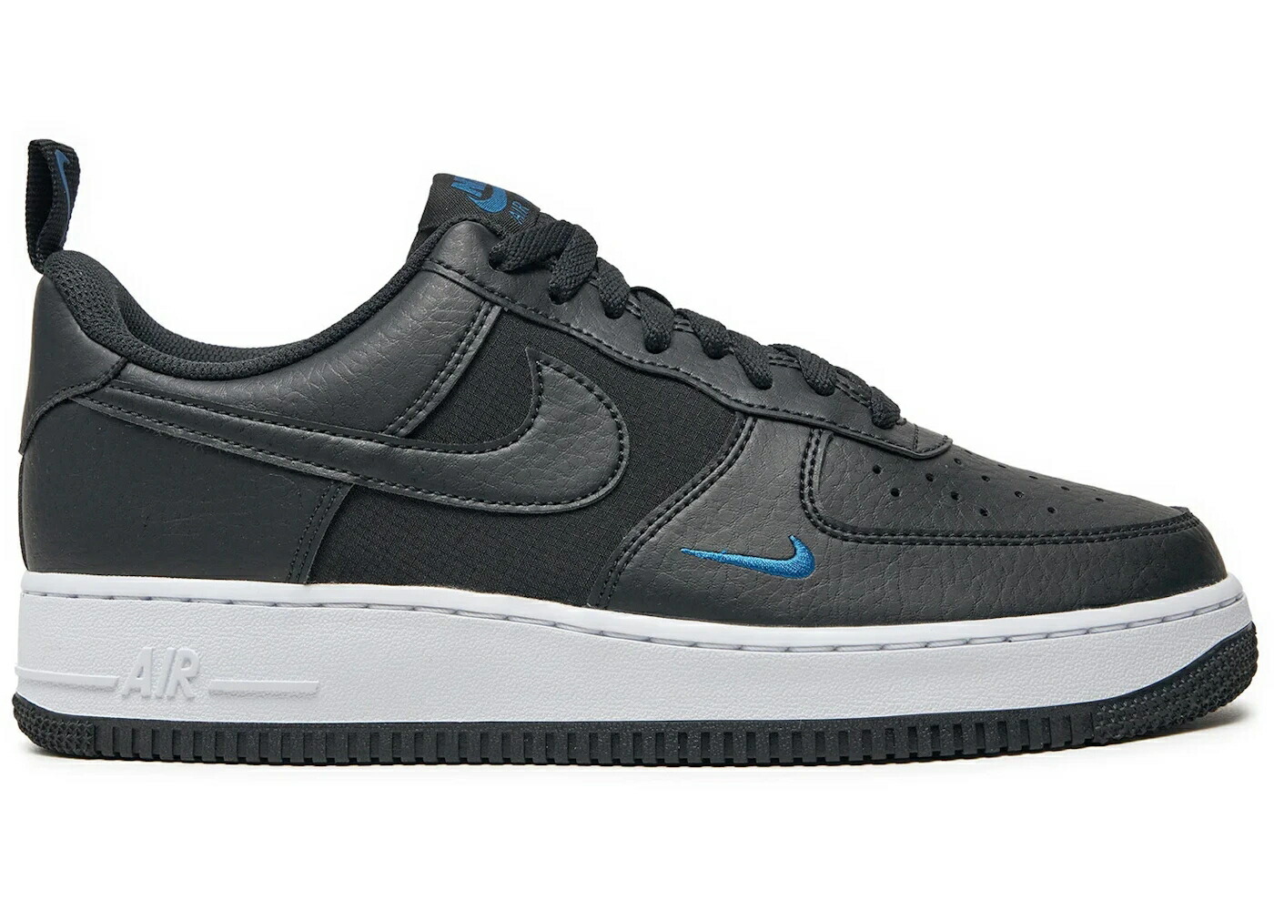 ナイキ 黒いこと 黒いこと 厚地の外套 青み 青色 白いこと 白いこと 空軍 スニーカー メンズ NIKE AIR FORCE 1 LOW 07 BLACK COURT BLUE / BLACK COURT BLUE WHITE BLACK