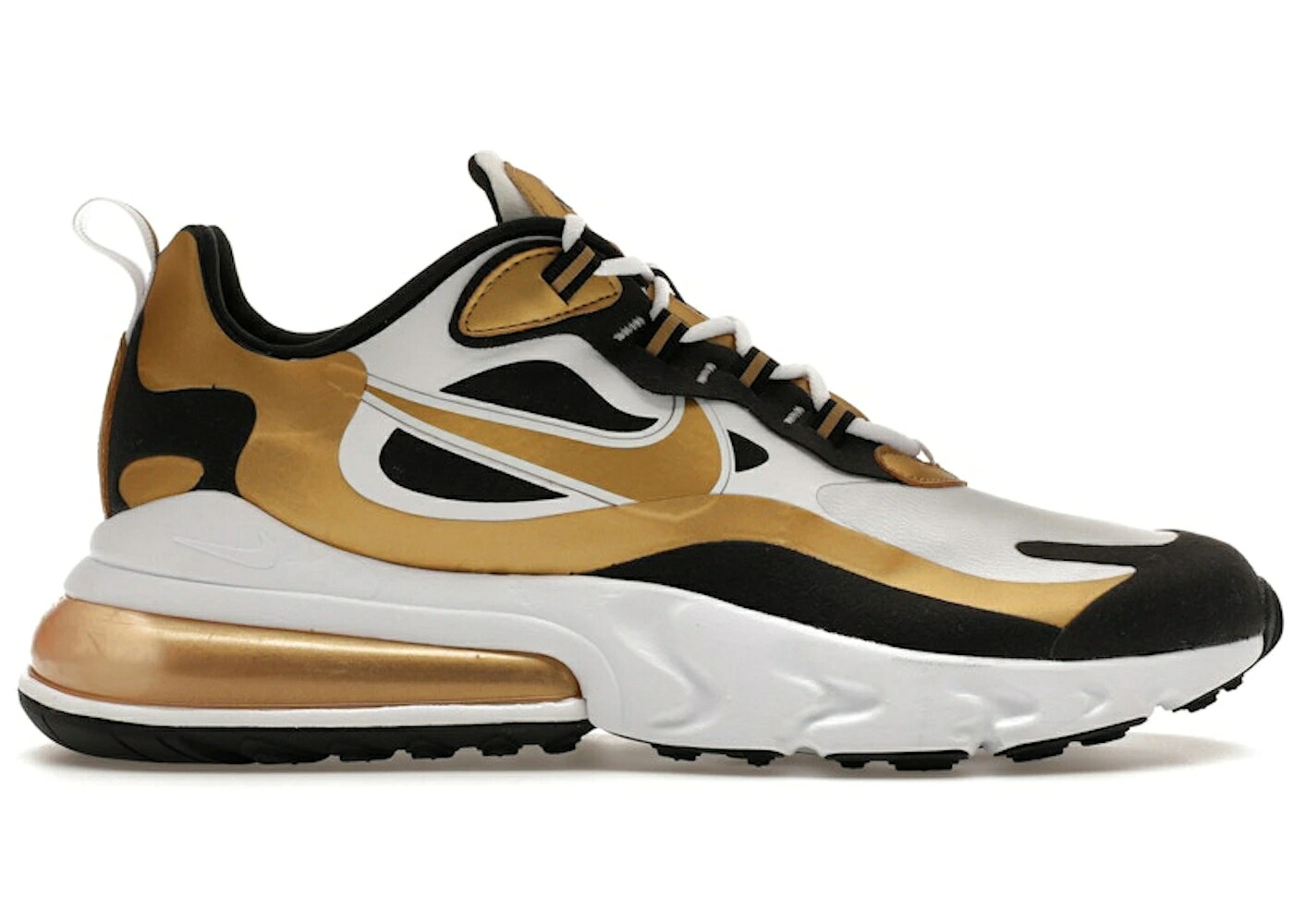 ナイキ マックス リアクト 白いこと 白いこと ゴールド 黒いこと 黒いこと 大気圏マックス スニーカー メンズ NIKE AIR MAX 270 REACT WHITE METALLIC GOLD / WHITE BLACK METALLIC GOLD