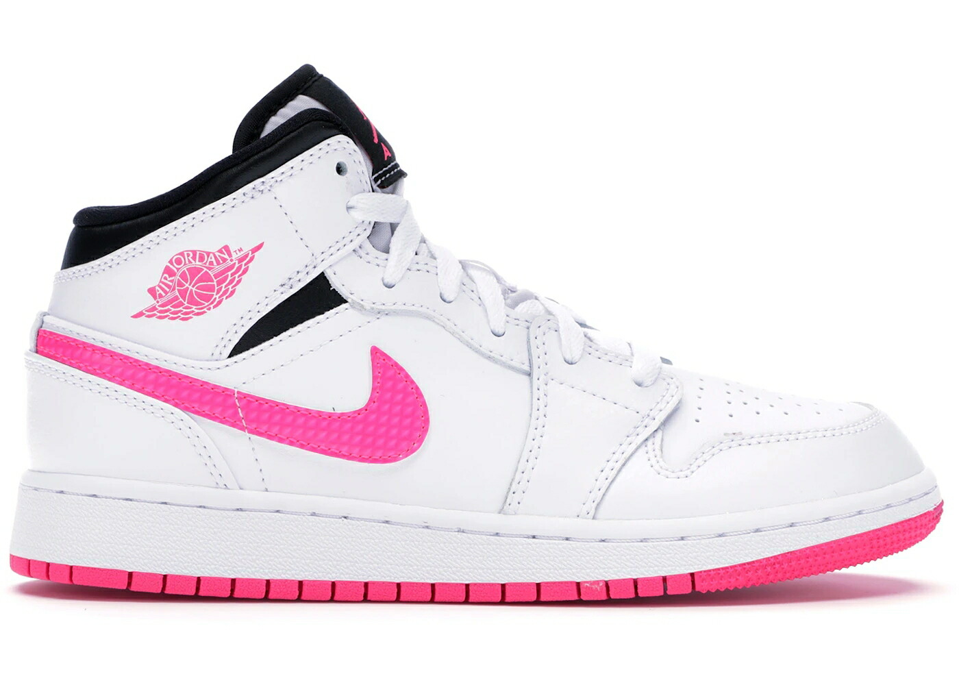 ナイキ ジョーダン ミッド 白色 ホワイト 黒色 ブラック ピンク ジュニア キッズ JORDAN 1 MID WHITE BLACK HYPER PINK (GS) / WHITE BLACK HYPER PINK ベビー マタニティ スニーカー