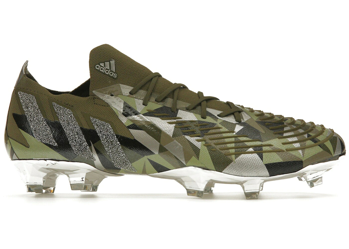 アディダス プレデター オリーブ しろがね色 しろがね色 CRYSTAL.1 スニーカー メンズ ADIDAS PREDATOR EDGE FG FOCUS OLIVE / FOCUS OLIVE SILVER METALLIC