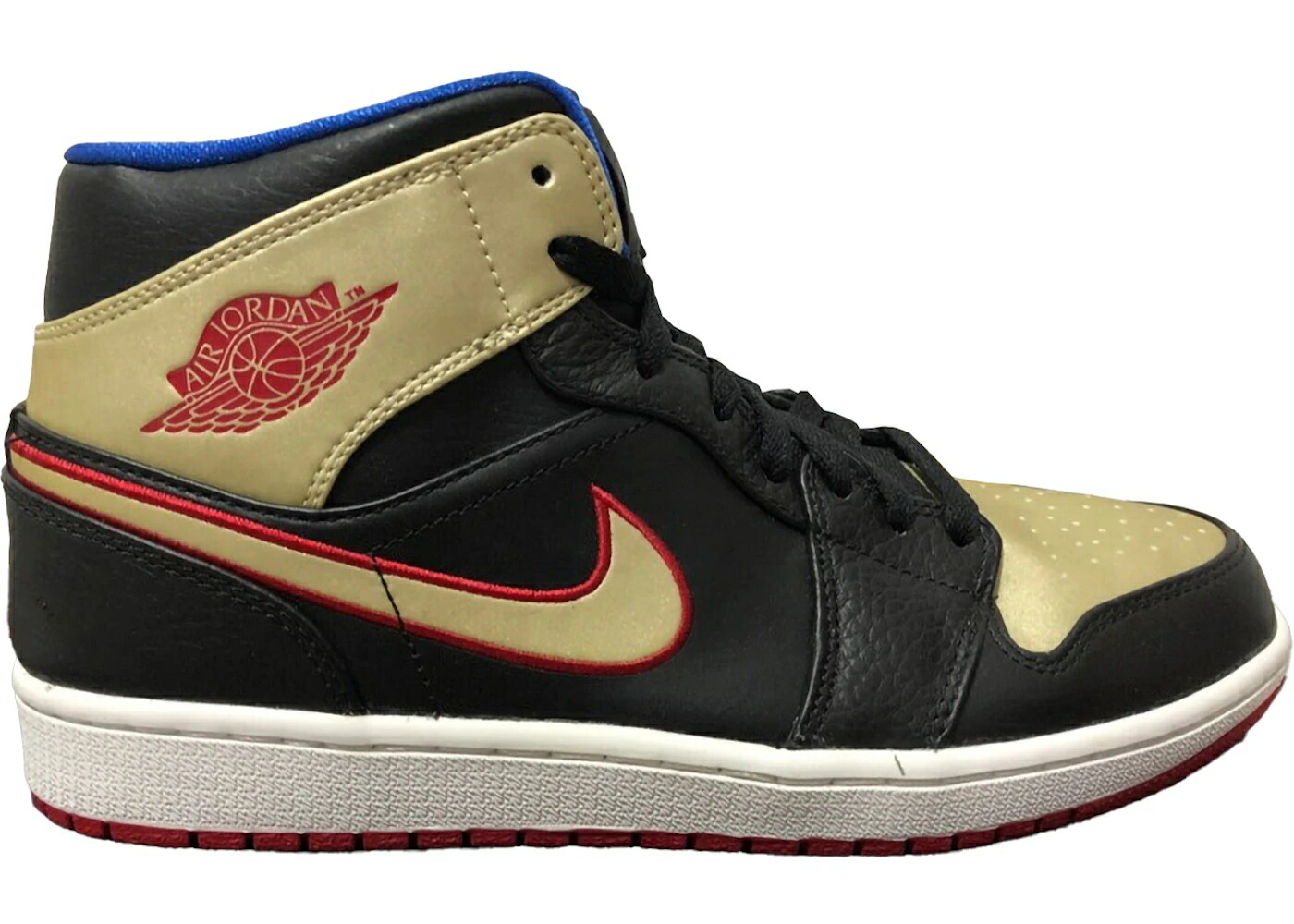 ナイキ ジョーダン ミッド 黒いこと 黒いこと ゴールド 赤 赤いこと 競り合い スニーカー メンズ JORDAN 1 MID BLACK GOLD RED / BLACK GYM RED METALLIC GOLD GAME