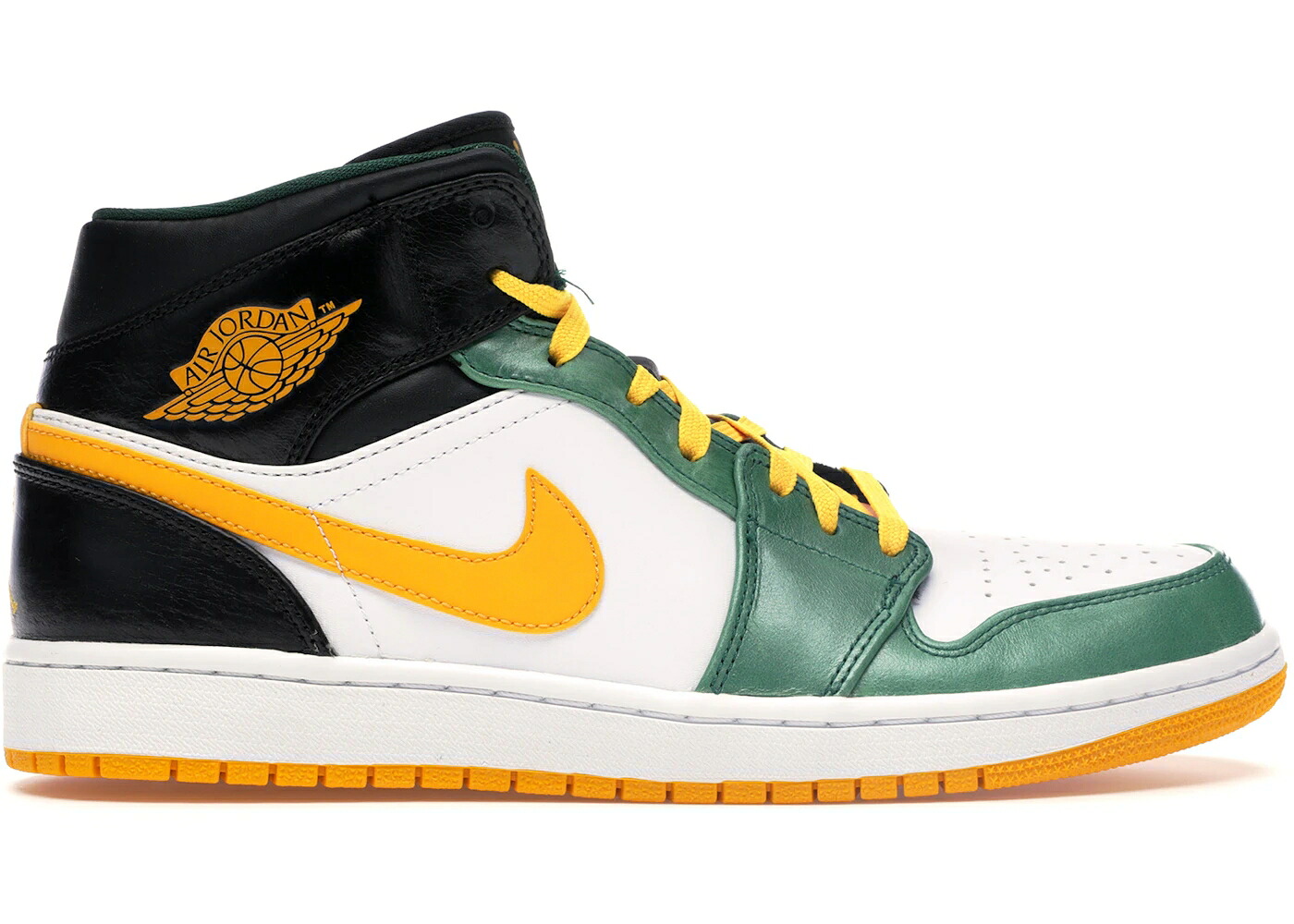 ナイキ ジョーダン ミッド 緑 グリーン ゴールド スニーカー メンズ JORDAN 1 MID RETRO SONICS / GORGE GREEN UNIVERSITY GOLD