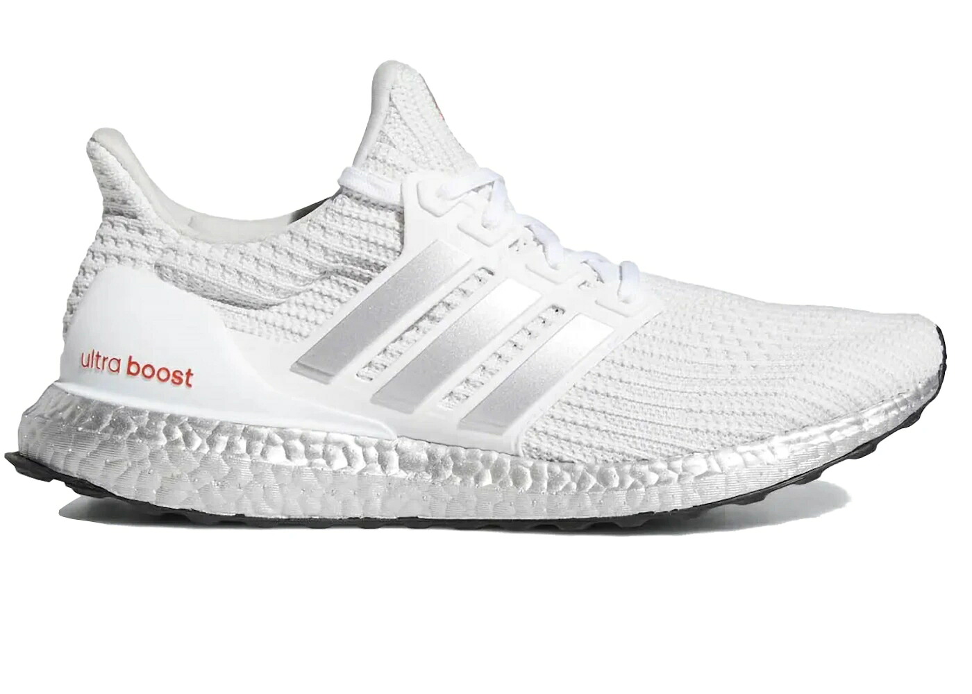アディダス ウルトラ ブースト 白色 ホワイト 銀色 シルバー 赤 レッド ウルトラブースト 4.0 スニーカー メンズ ADIDAS ULTRA BOOST DNA WHITE SILVER METALLIC SOLAR RED / CLOUD WHITE SILVER METALLIC