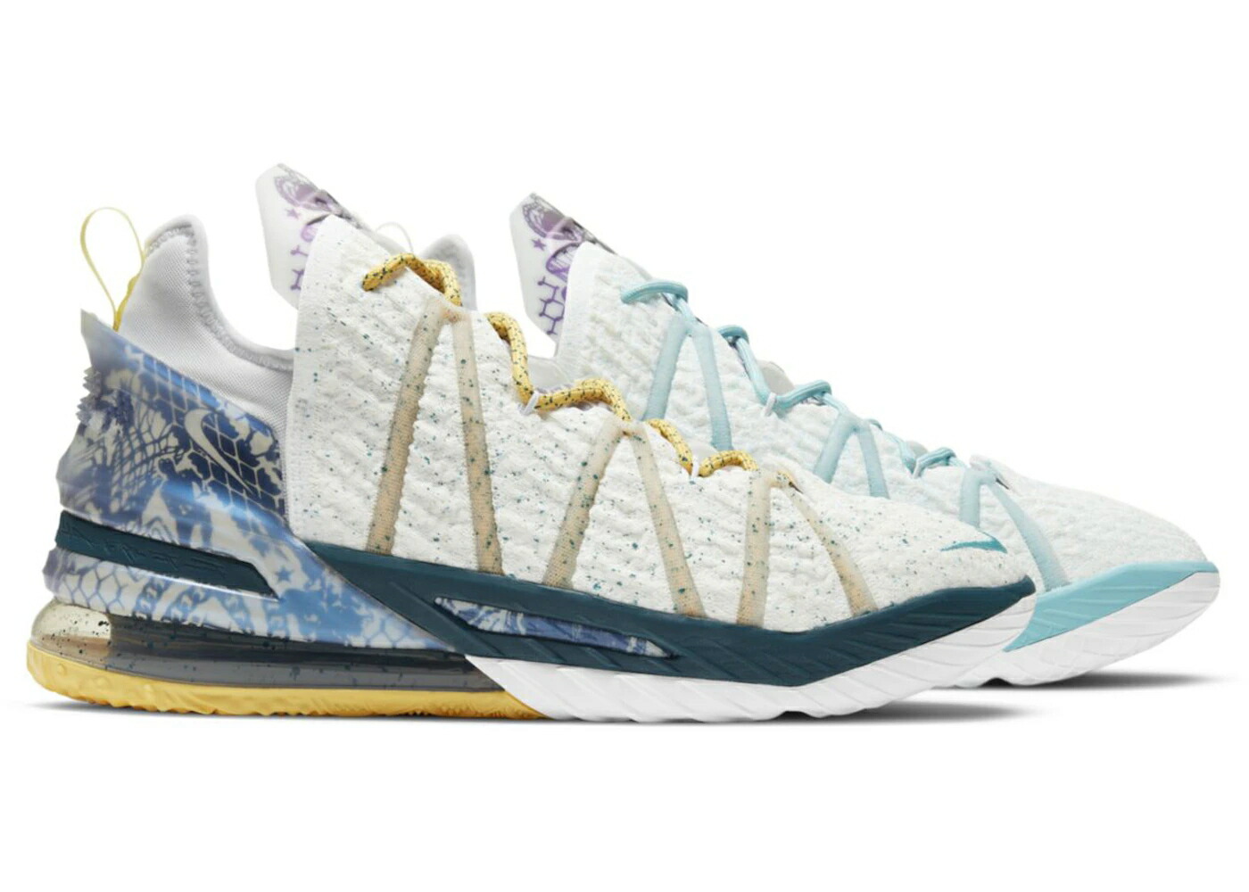 ナイキ レブロン 白色 ホワイト 青色 ブルー ゴールド スニーカー メンズ NIKE LEBRON 18 REFLECTIONS FLIP / WHITE BLUE GOLD