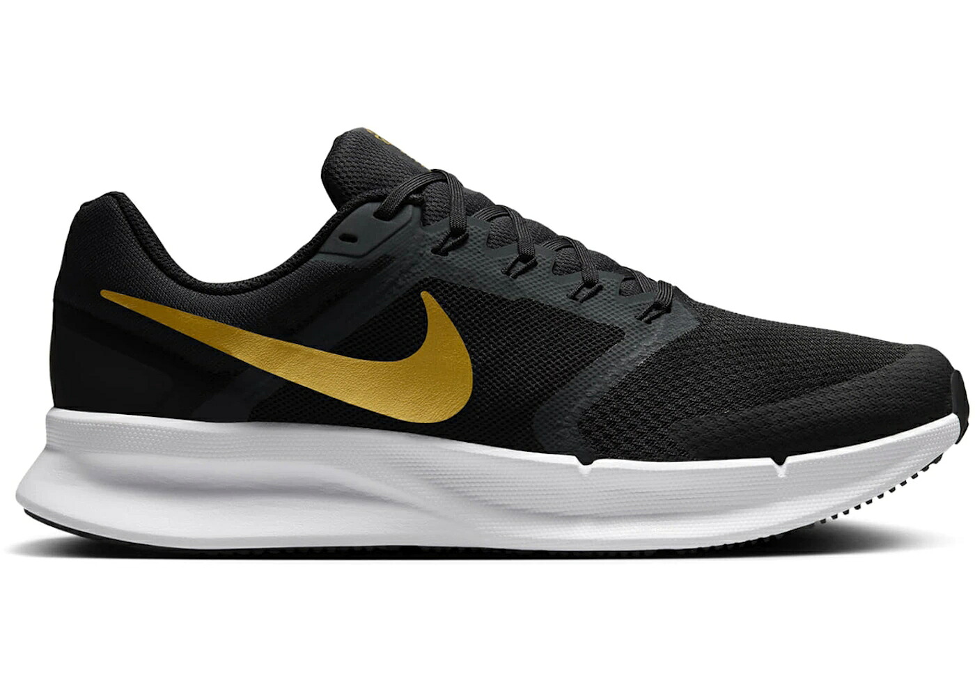 ナイキ 幽客 黒いこと 黒いこと 白いこと 白いこと ゴールド スニーカー メンズ NIKE RUN SWIFT 3 BLACK ANTHRACITE WHITE METALLIC GOLD / BLACK ANTHRACITE WHITE METALLIC