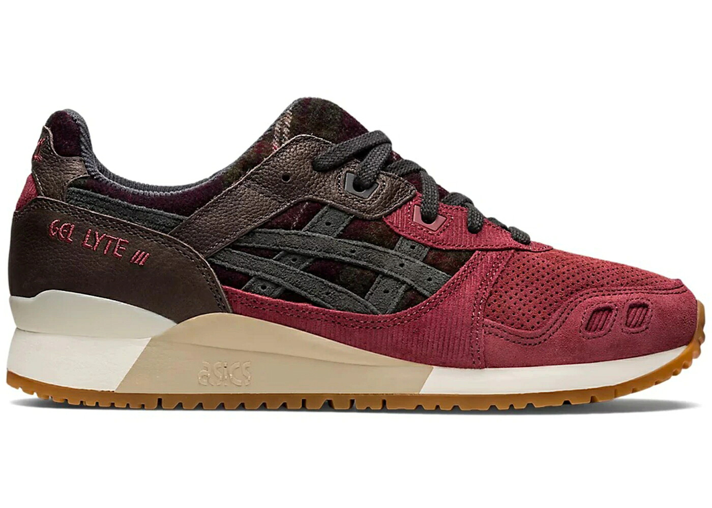アシックス 先だつもの点火装置 赤 赤いこと 薄墨色 薄墨色 スニーカー メンズ ASICS GEL-LYTE III OG BRISKET RED / BRISKET RED OBSIDIAN GREY