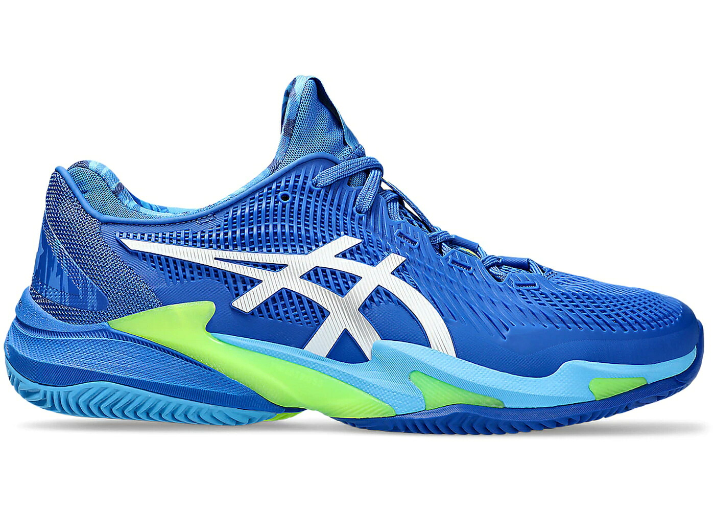 アシックス 厚地の外套 青碧 青碧 白いこと 白いこと スニーカー メンズ ASICS COURT FF 3 NOVAK CLAY TUNA BLUE WHITE / TUNA BLUE WHITE